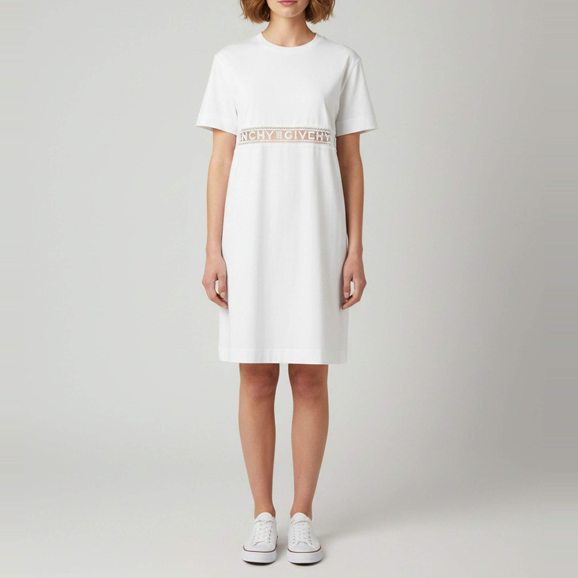 Pre Owned Givenchy White Cotton Short Sleeve T-Shirt Dress L 