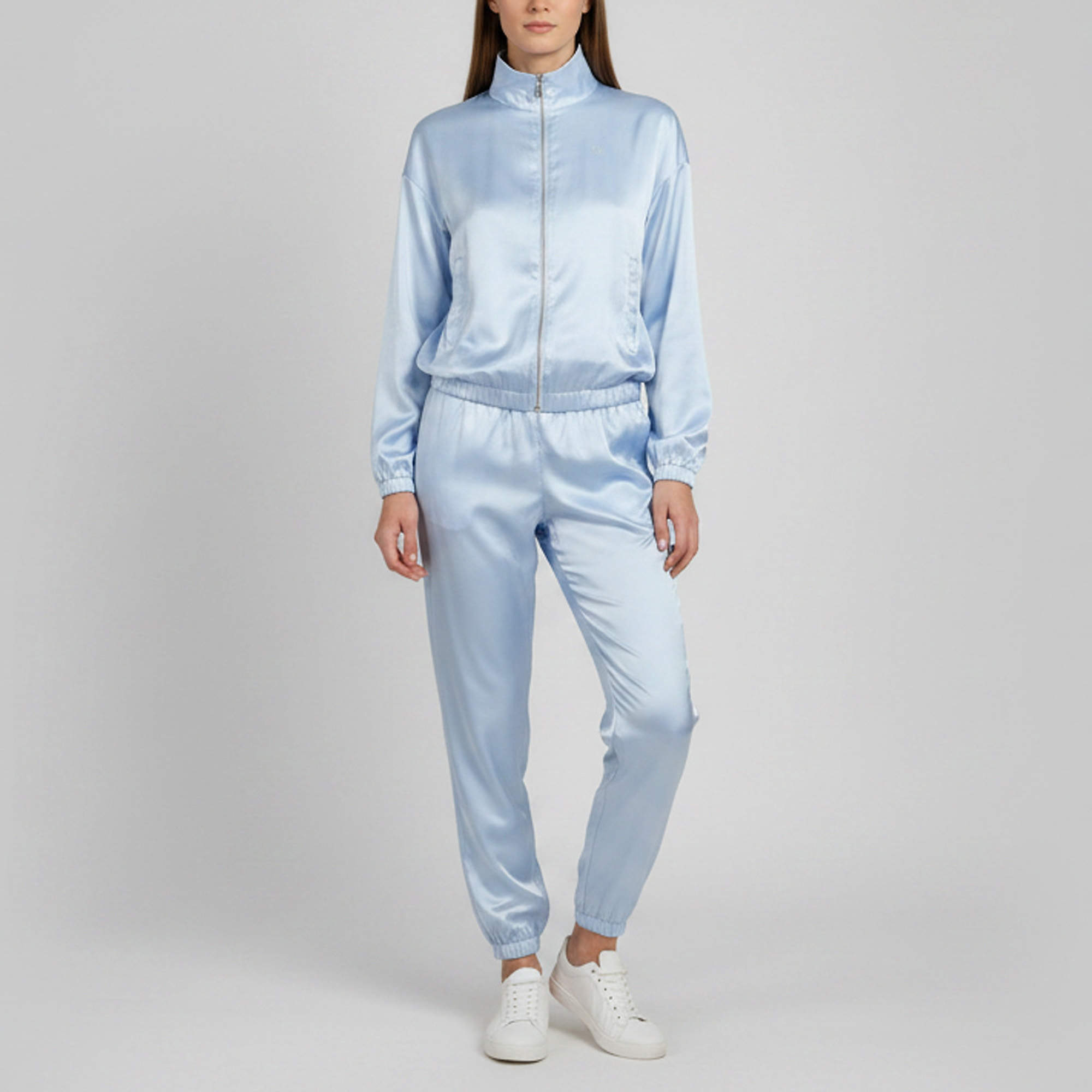 Pre Owned Givenchy Blue Nylon/Satin Logo Embroidered Reversible Jacket and Pants Set S