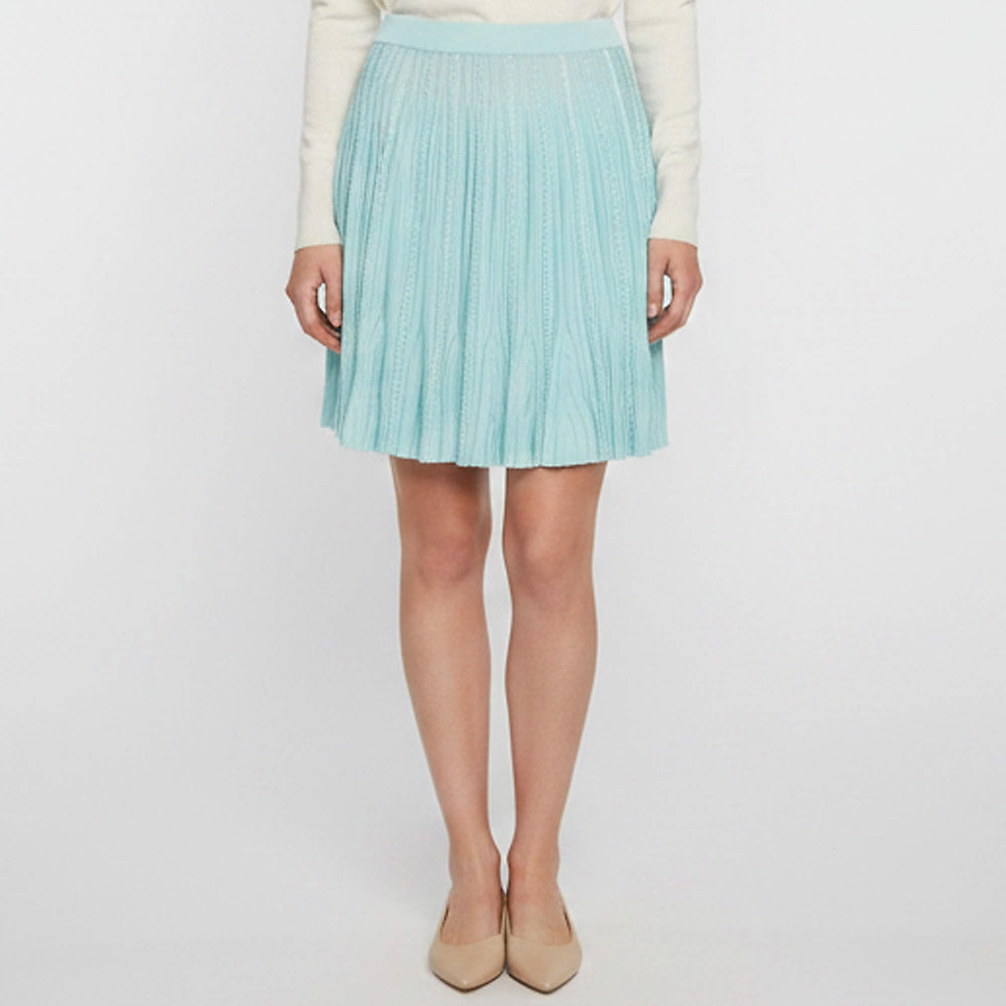 مملوكة مسبقًا Givenchy Turquoise Knit Flared Mini Skirt S 