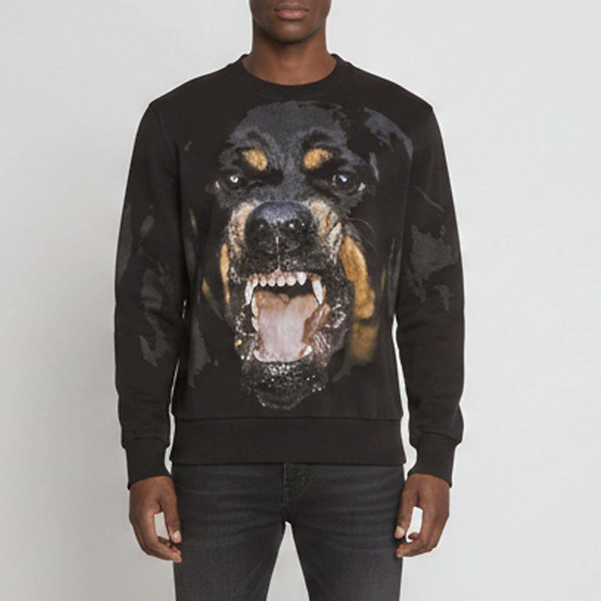 Pre Owned Givenchy Black Cotton Rottweiler Print Crew Neck Sweatshirt S