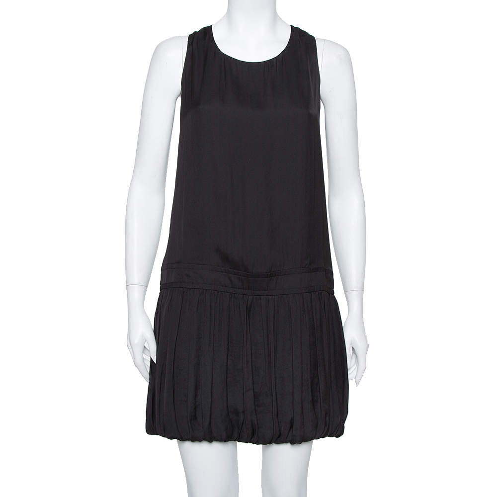 Pre Owned Givenchy Black Chiffon Cross Tie Detail Drop Waist Sleeveless Dress M