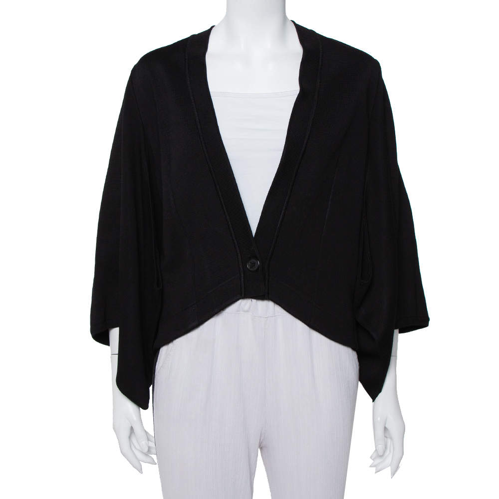 Pre Owned Givenchy Black Knit Cape Sleeve Detail Kimono Jacket M