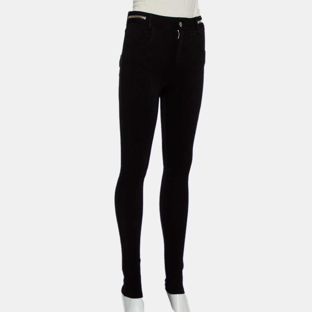 Givenchy Black Knit Zip Detail Legging Pants M Givenchy