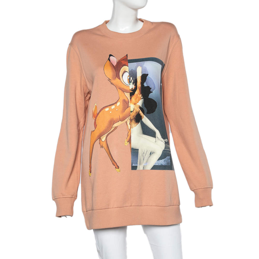 Pre Owned Givenchy Pink Pop Collage Printed Cotton Knit Long Sweatshirt S