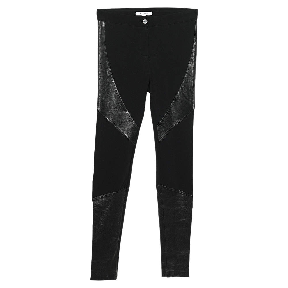 Givenchy Black Jersey & Leather Detailed Slim Fit Pants S