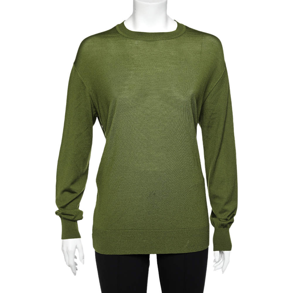 Givenchy Green Wool Side Button Detail Sweater M