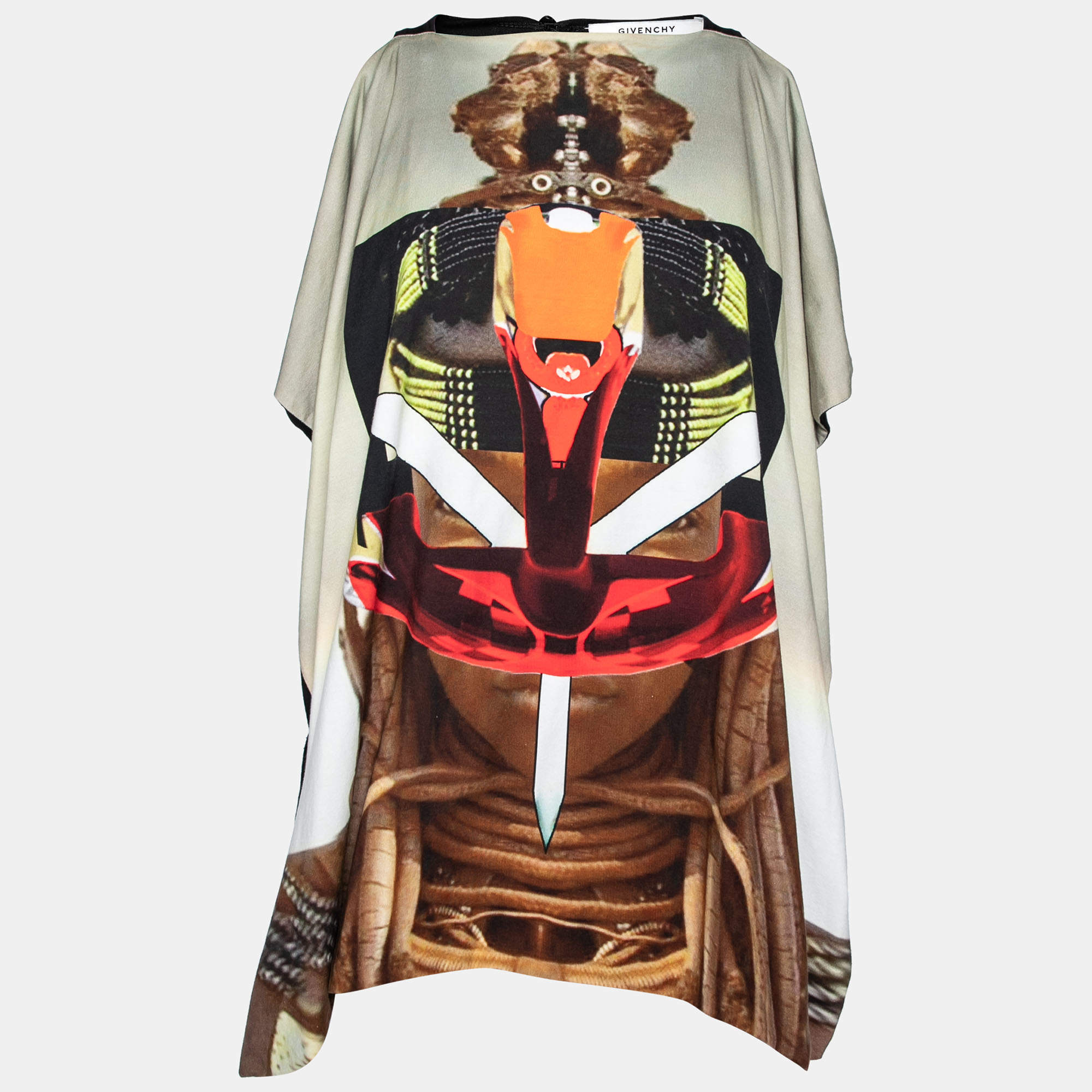 Pre Owned Givenchy Black Printed Overlay Jersey Racerback Top M