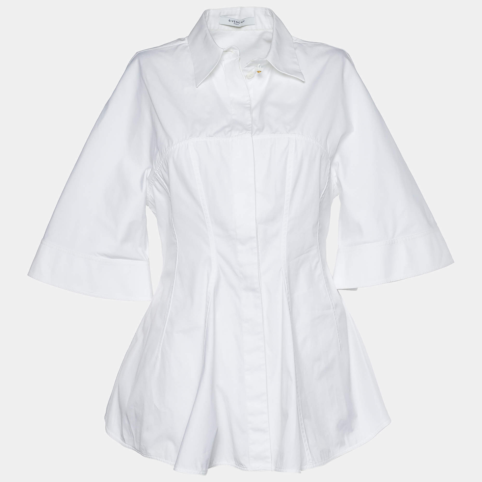 Givenchy White Cotton Button Front Fitted Waist Shirt M