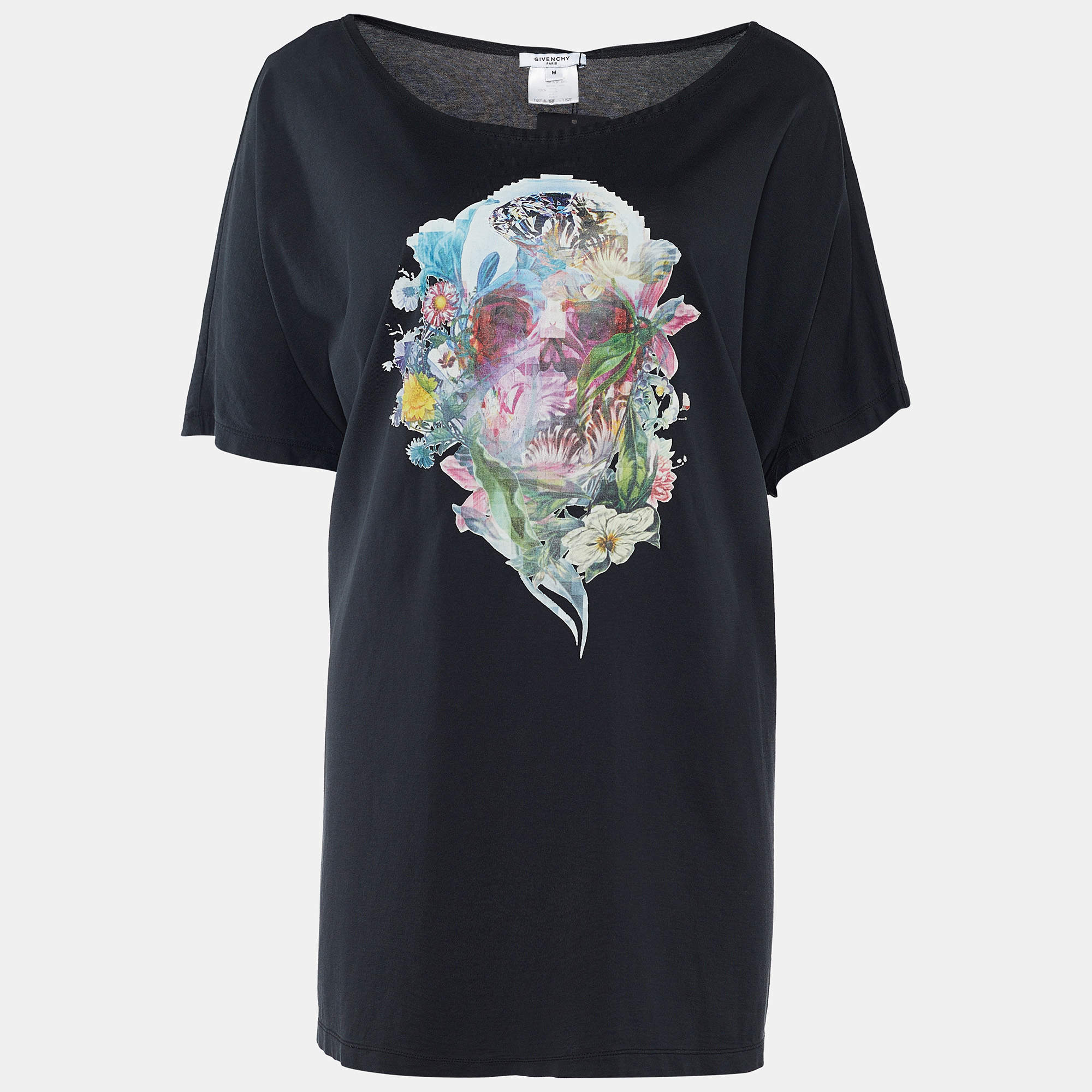 Givenchy Dark Grey Jersey Floral Print Oversized T-Shirt M