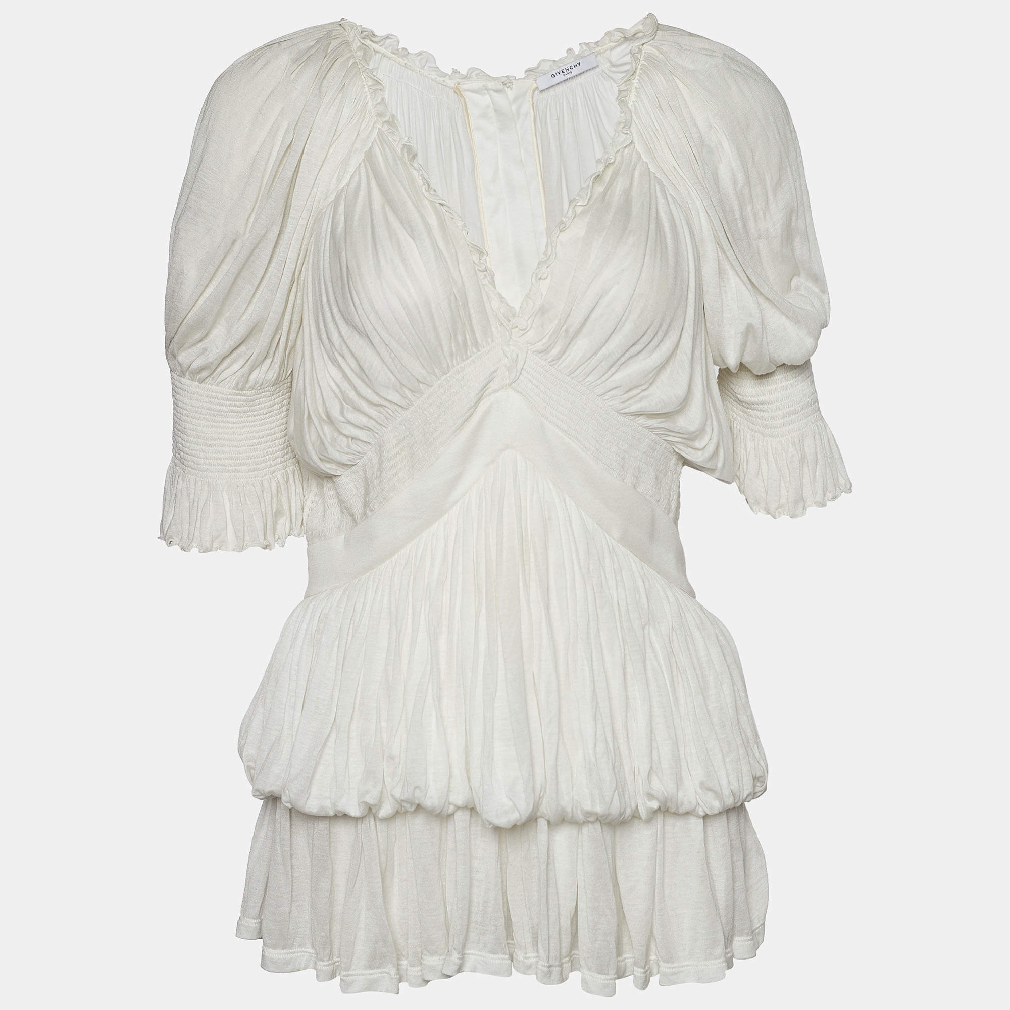 Givenchy White Modal Knit Smock Detail Top S