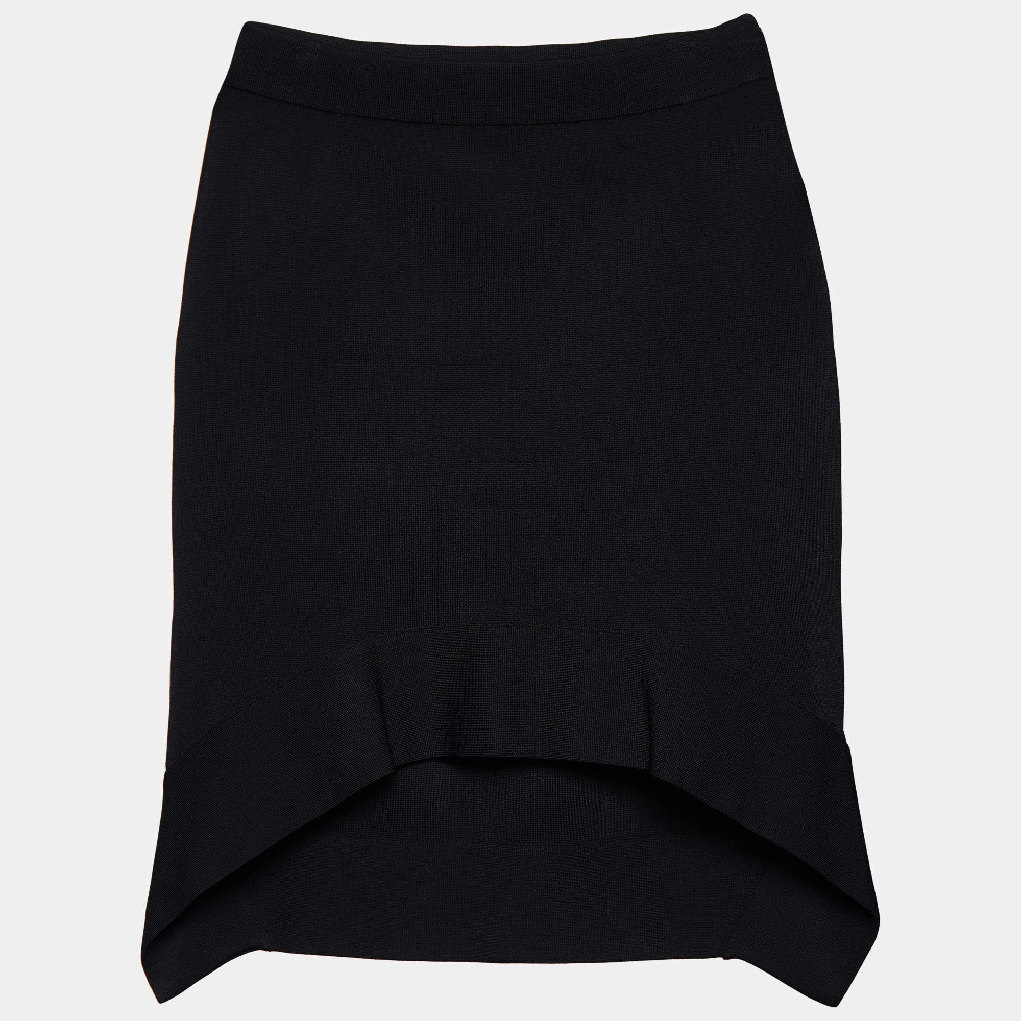 Pre Owned Givenchy Black Jersey Mini Ruffle Asymmetrical Hem Mini Skirt M