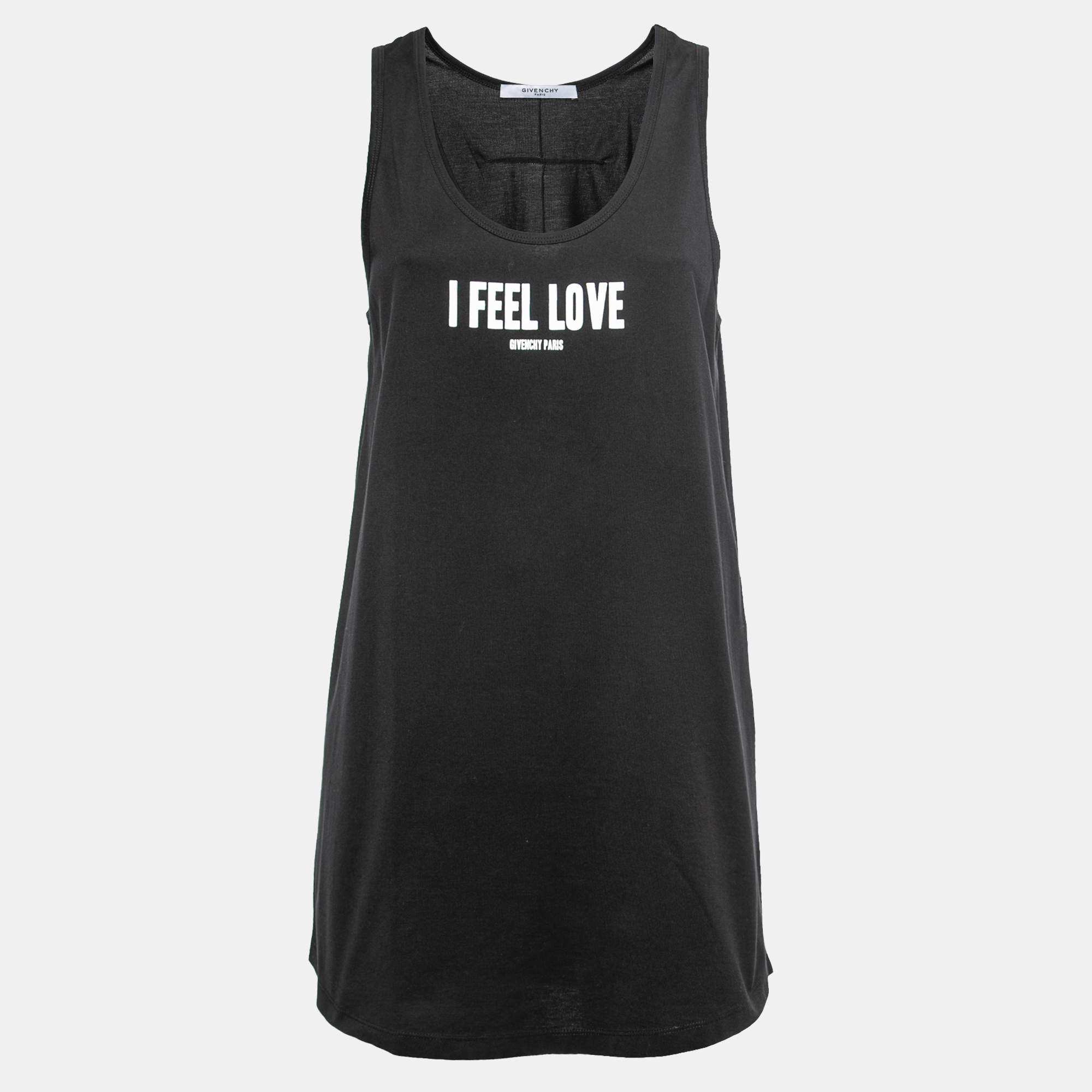Givenchy Black Cotton Logo Print Oversized Tank Top L