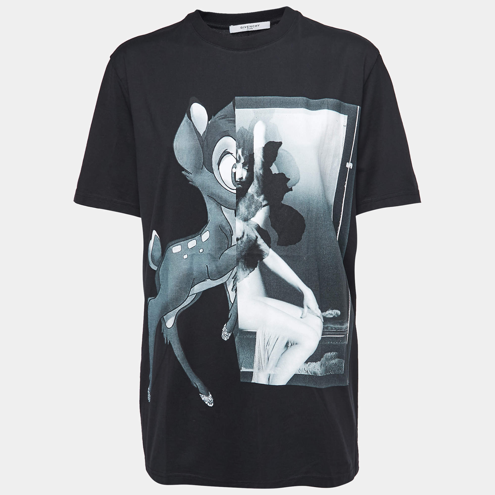 Givenchy Black Bambi Print Cotton Oversized T-Shirt XS