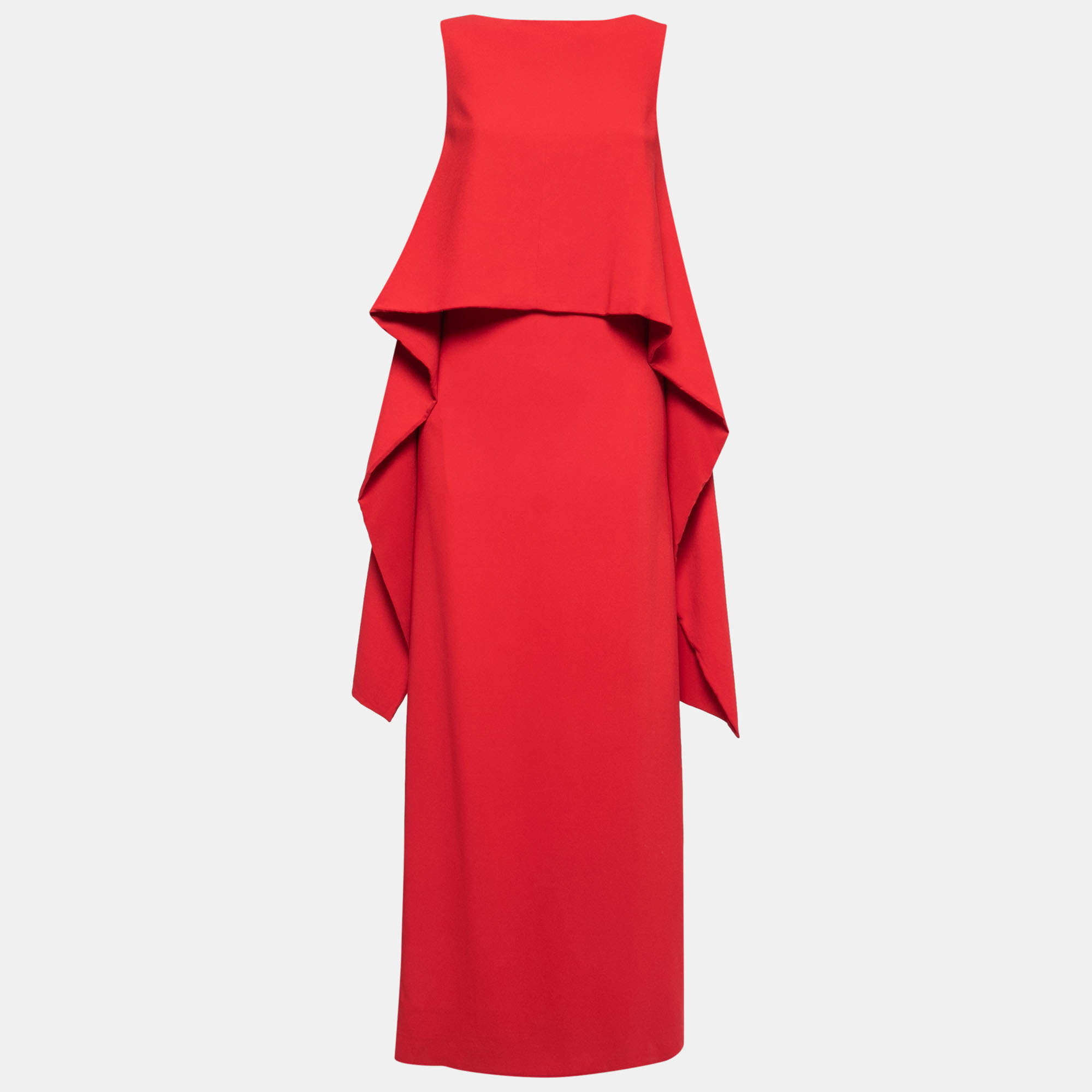 Pre Owned Givenchy Red Crepe Sleeveless Long Dress M