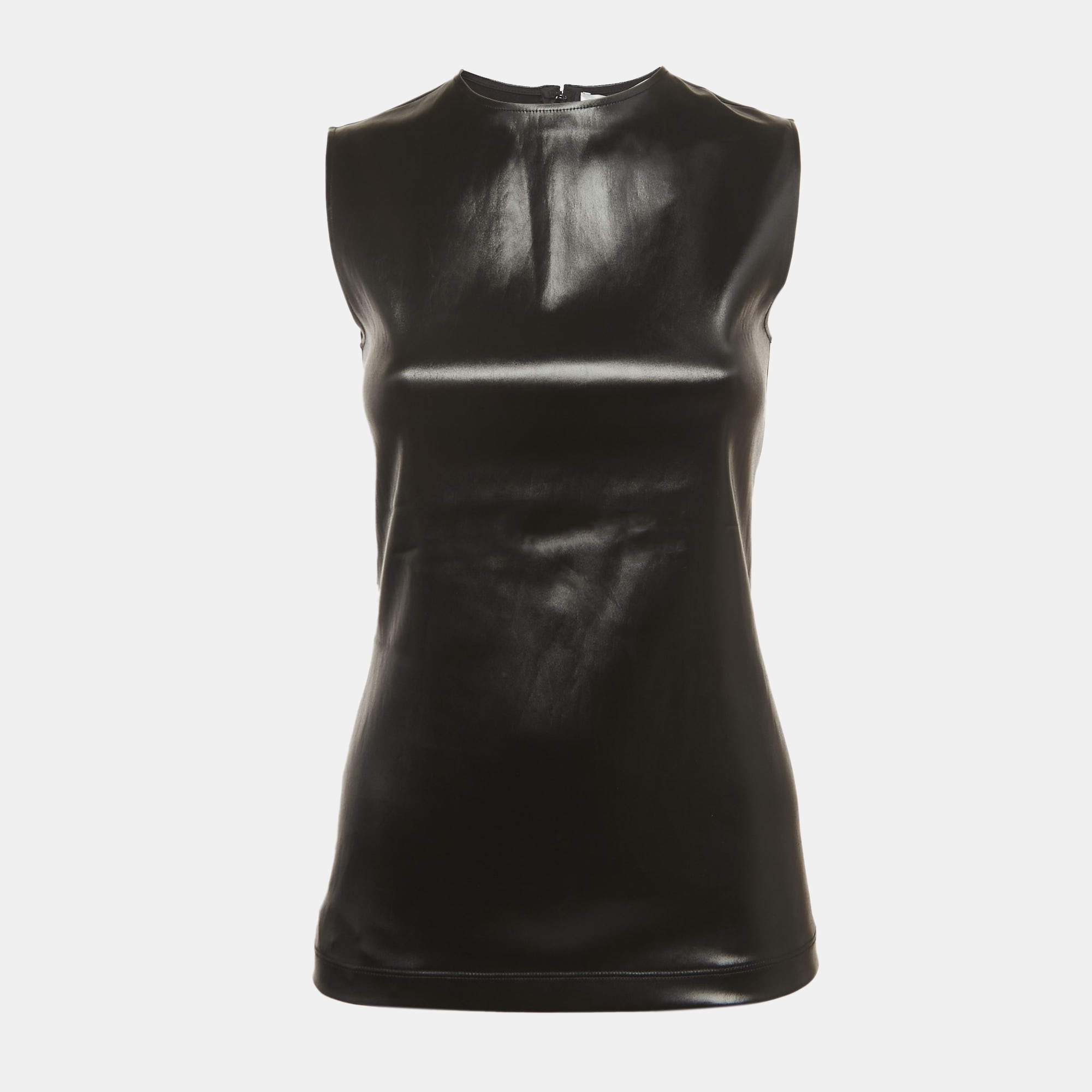 مملوكة مسبقًا Givenchy Black Faux Leather Sleeveless Top S