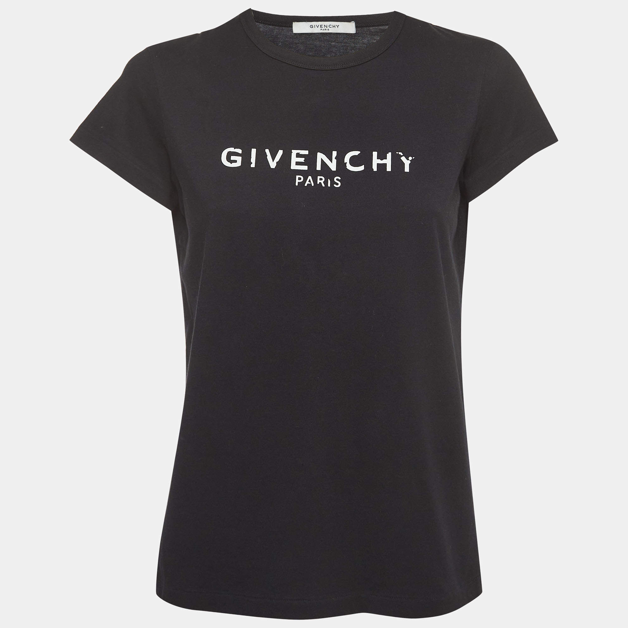 Givenchy Black Vintage Logo Print Cotton Short Sleeve T-Shirt XS