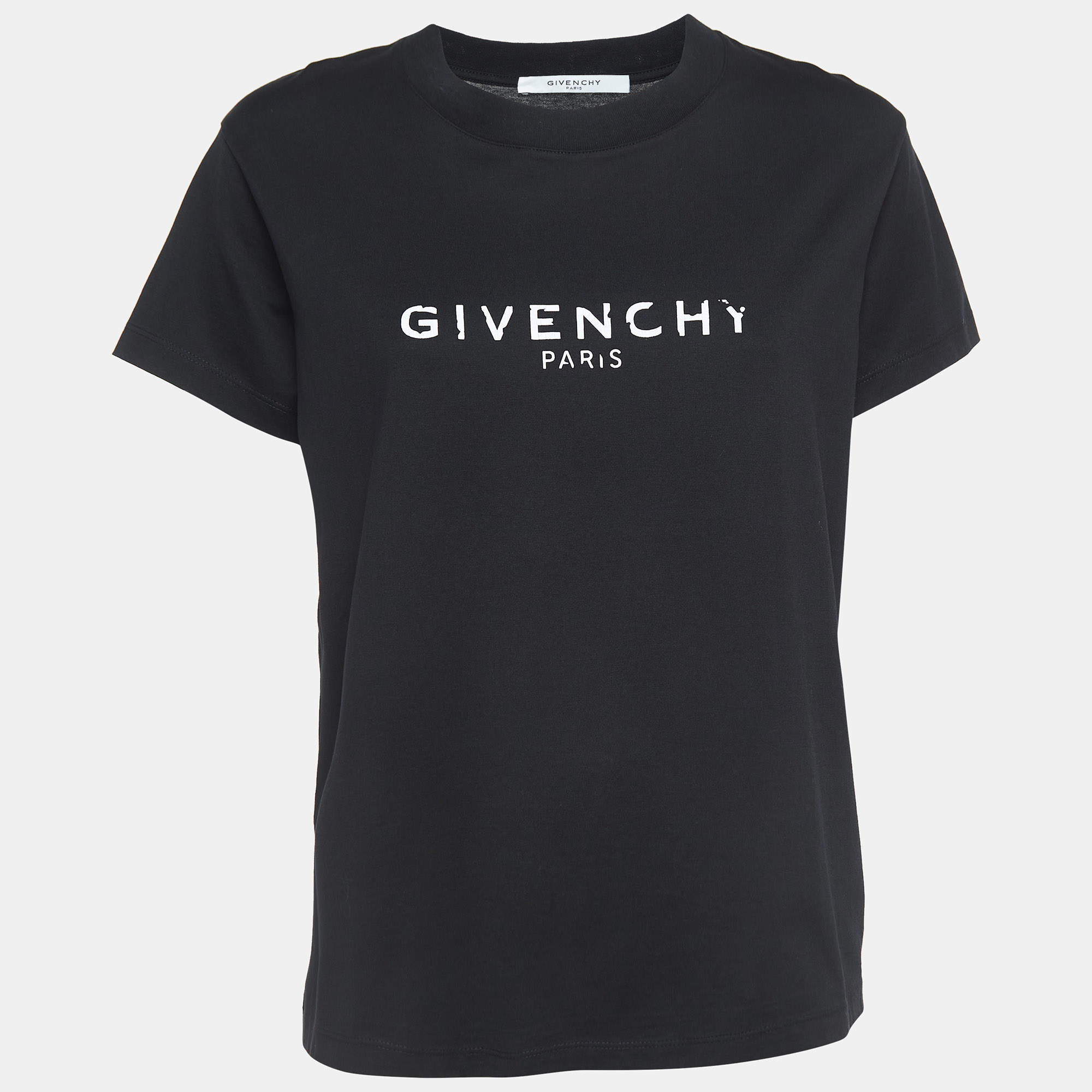 Givenchy Black Blurred Logo Print Half Sleeve T Shirt L Givenchy TLC