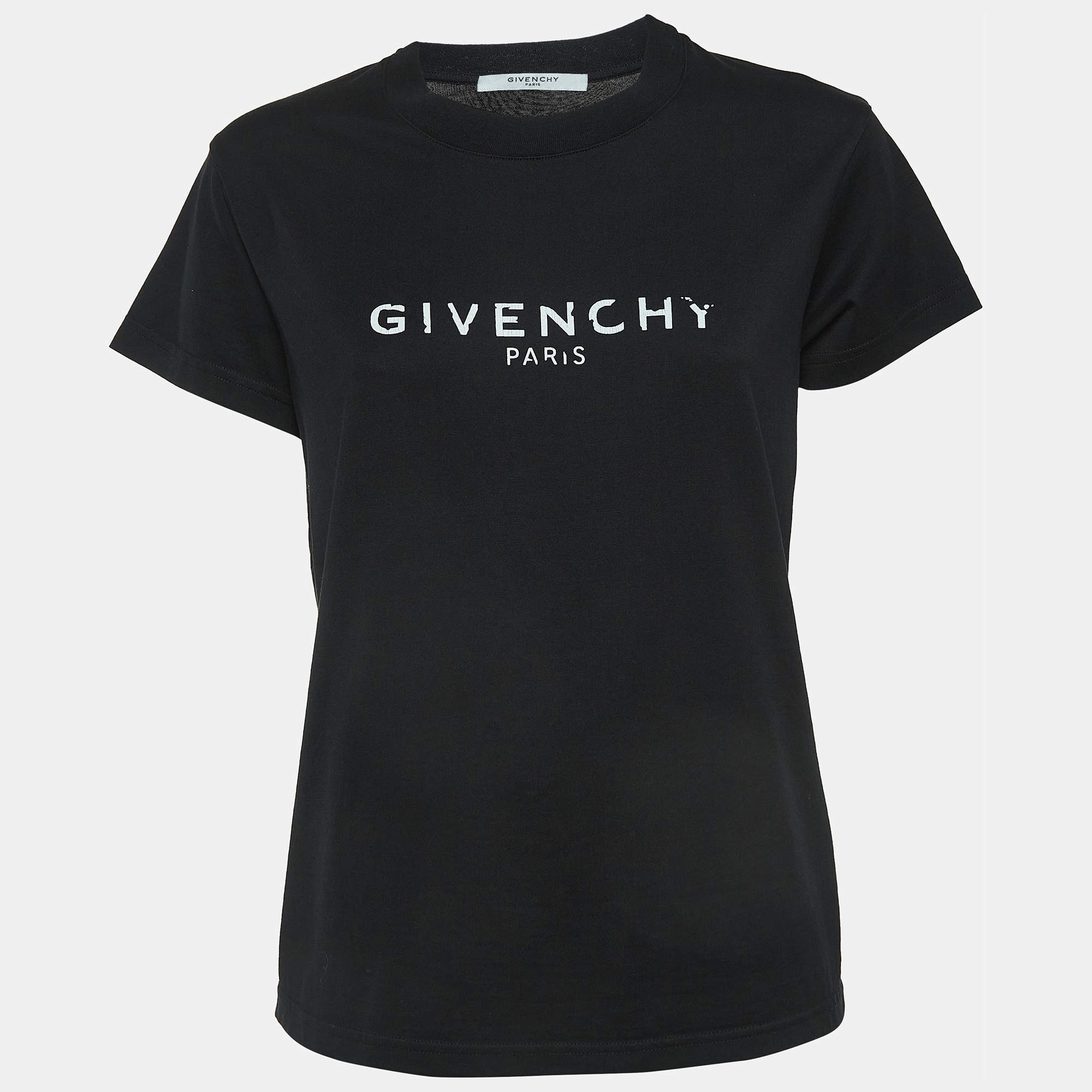 Givenchy Black Cracked Logo Print Cotton Jersey T-Shirt M