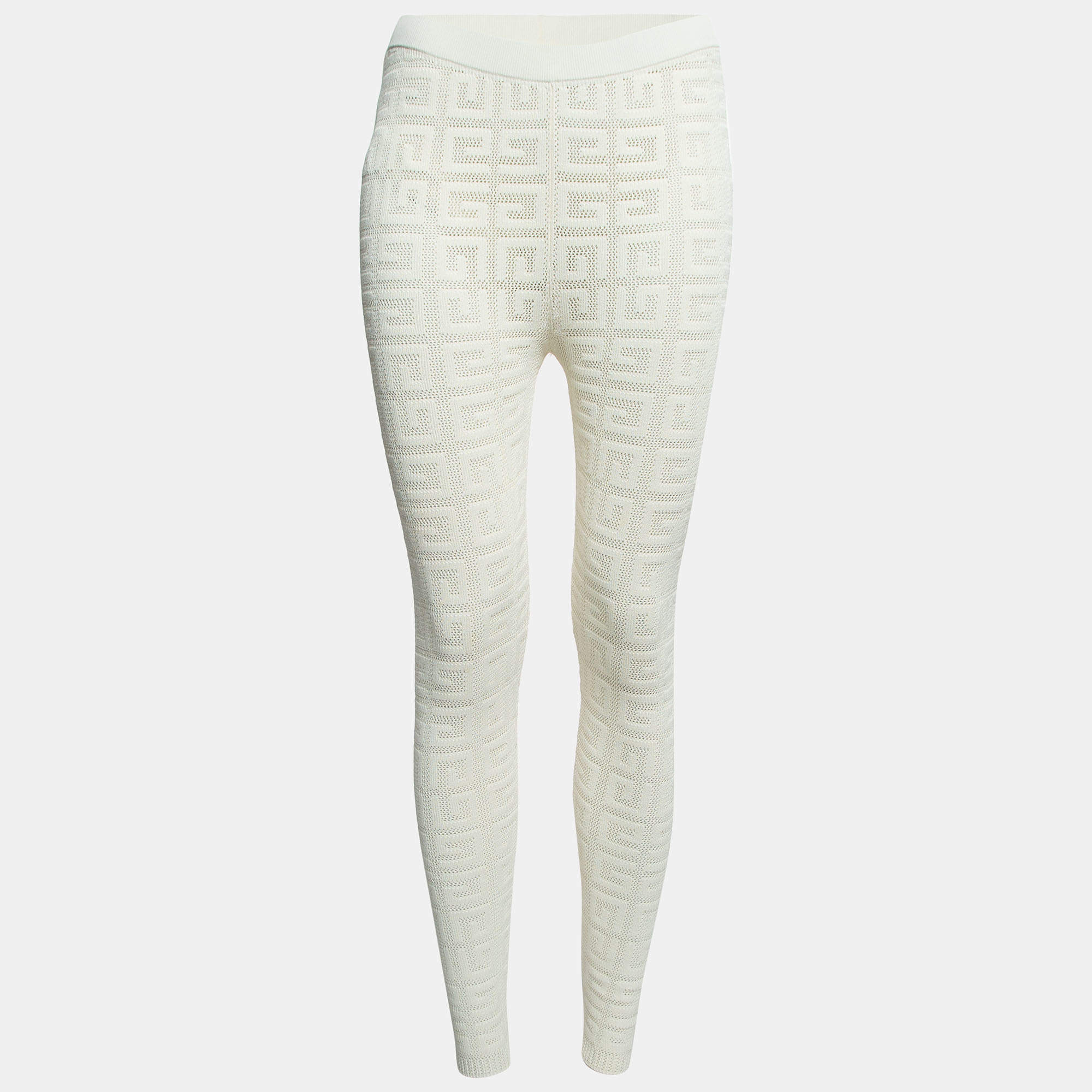 Givenchy Off White Logo Patterned Knit Leggings XS