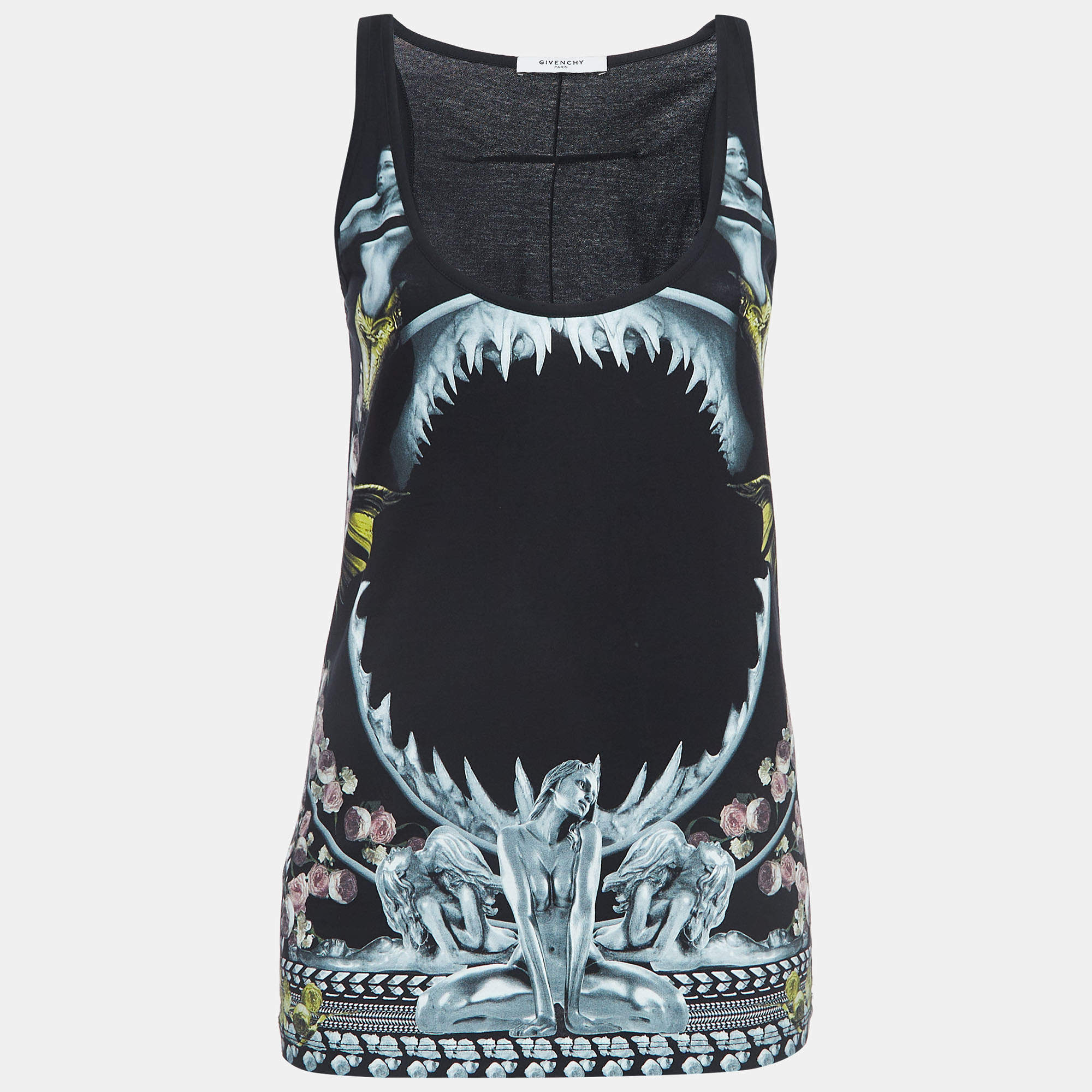 Givenchy Black Print Cotton Knit Tank Top S