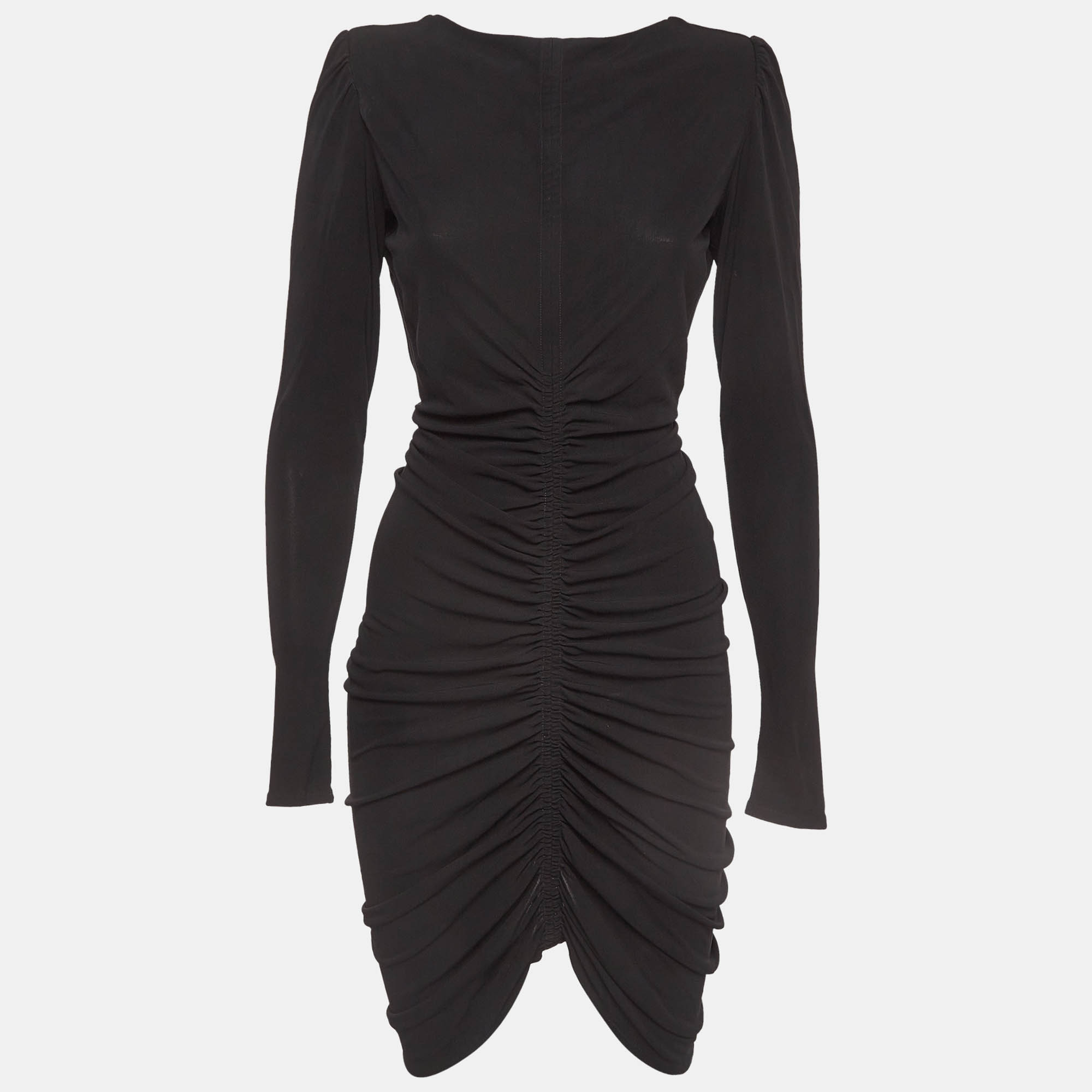 Pre Owned Givenchy Black Jersey Ruched Mini Dress S