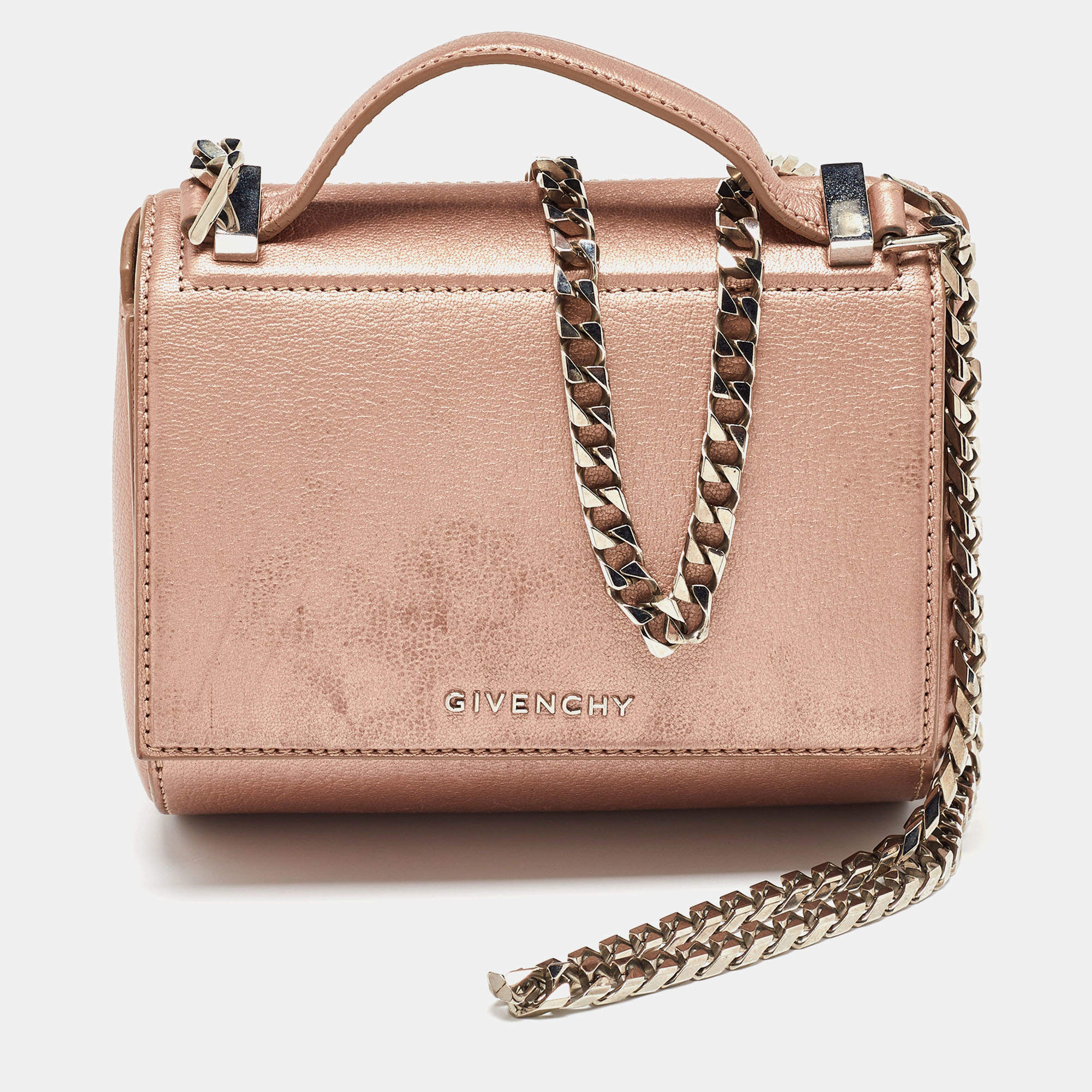 Givenchy Metallic Leather Mini Pandora Box Crossbody Bag