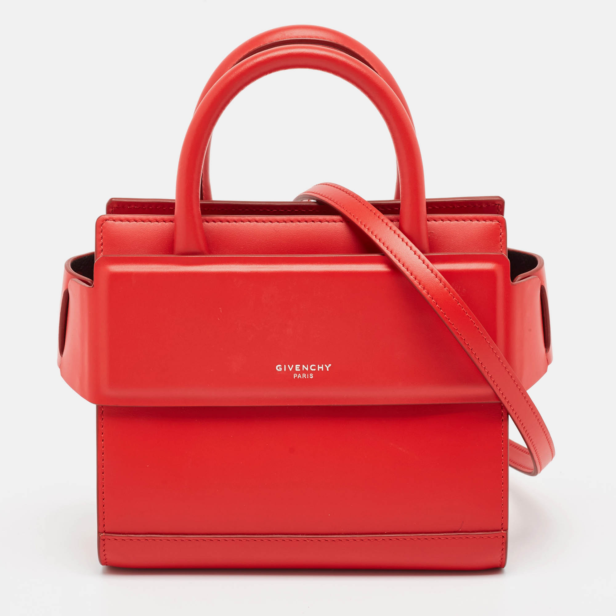 Givenchy Red Leather Nano Horizon Crossbody Bag