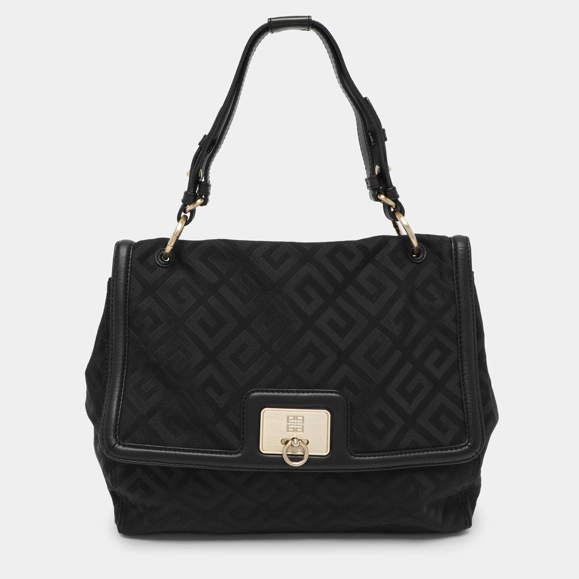 Givenchy Black Signature Canvas and Leather Shoulder Bag