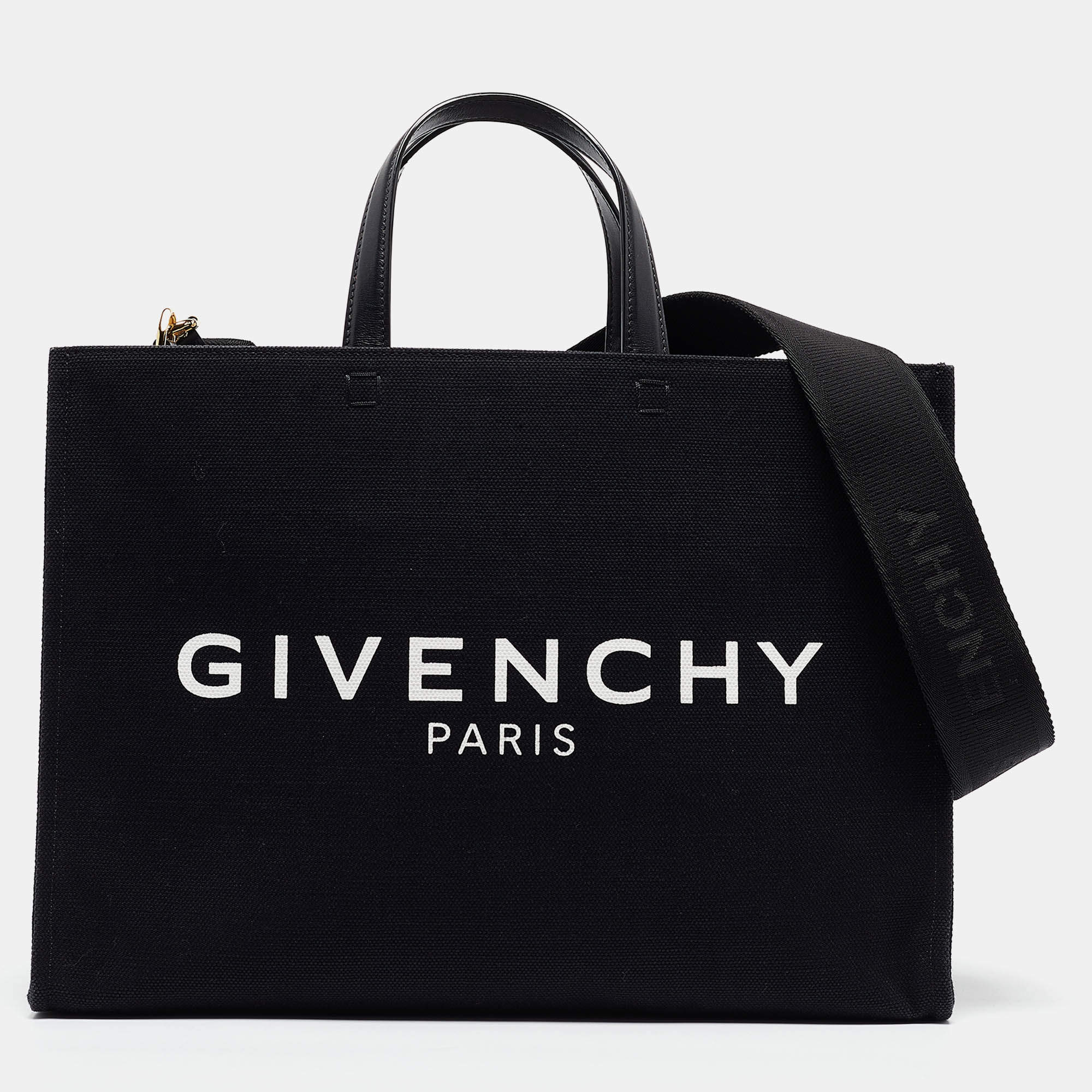 Givenchy Black/White Canvas and Leather Medium G Tote 