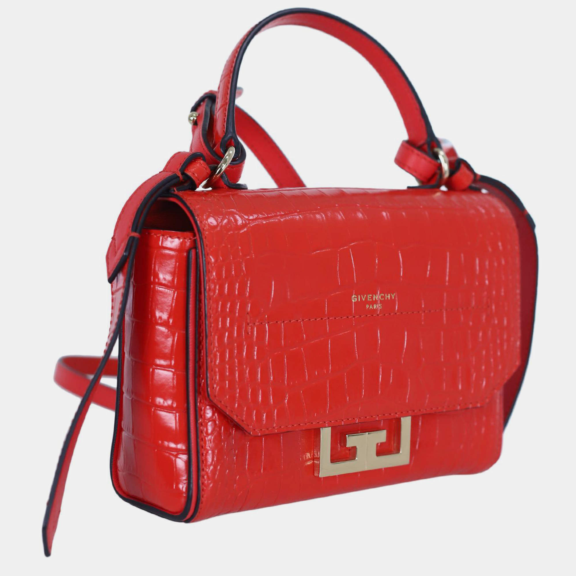 Pre Owned Givenchy Croco Embossed Mini Eden Bag
