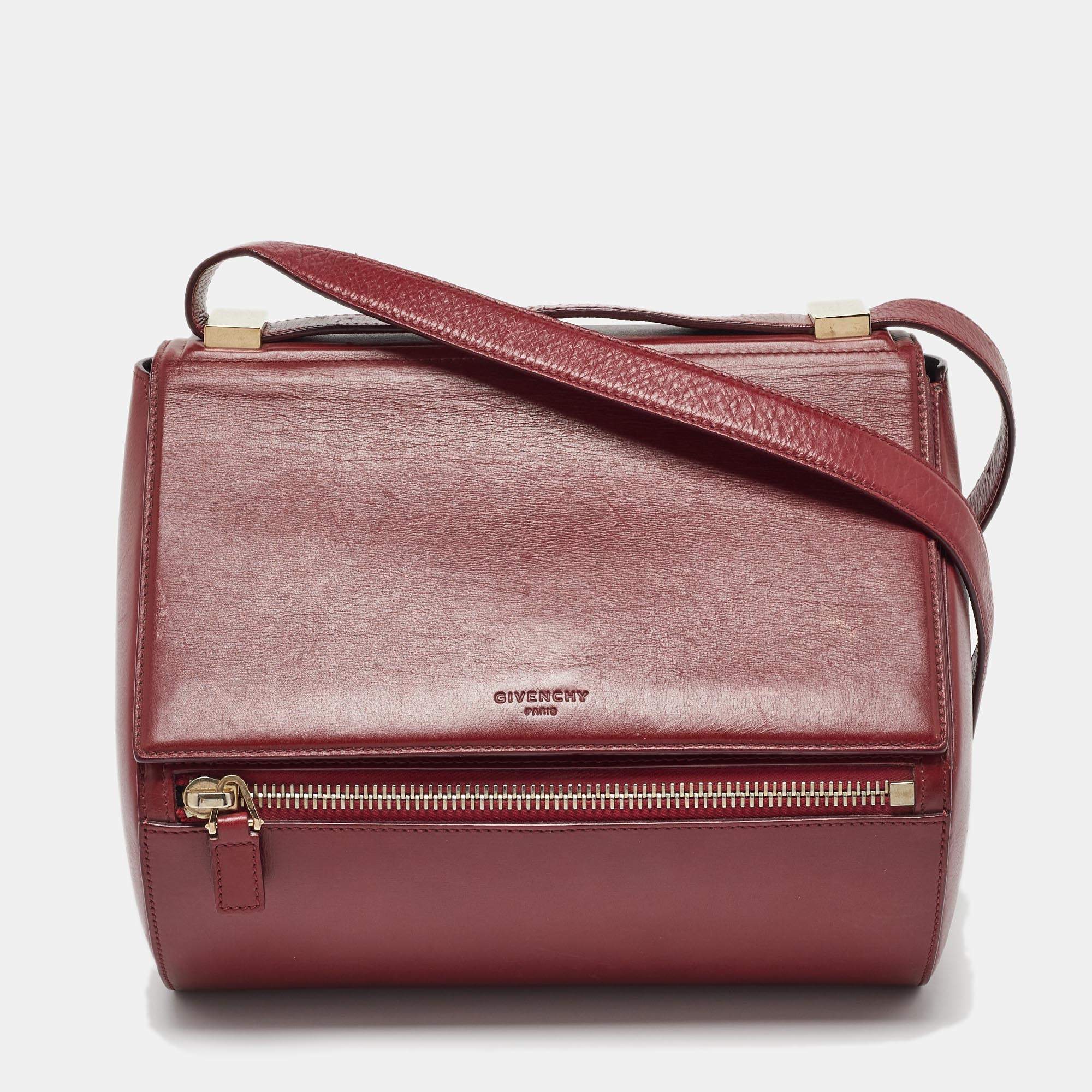 Givenchy Burgundy Leather Medium Pandora Box Bag