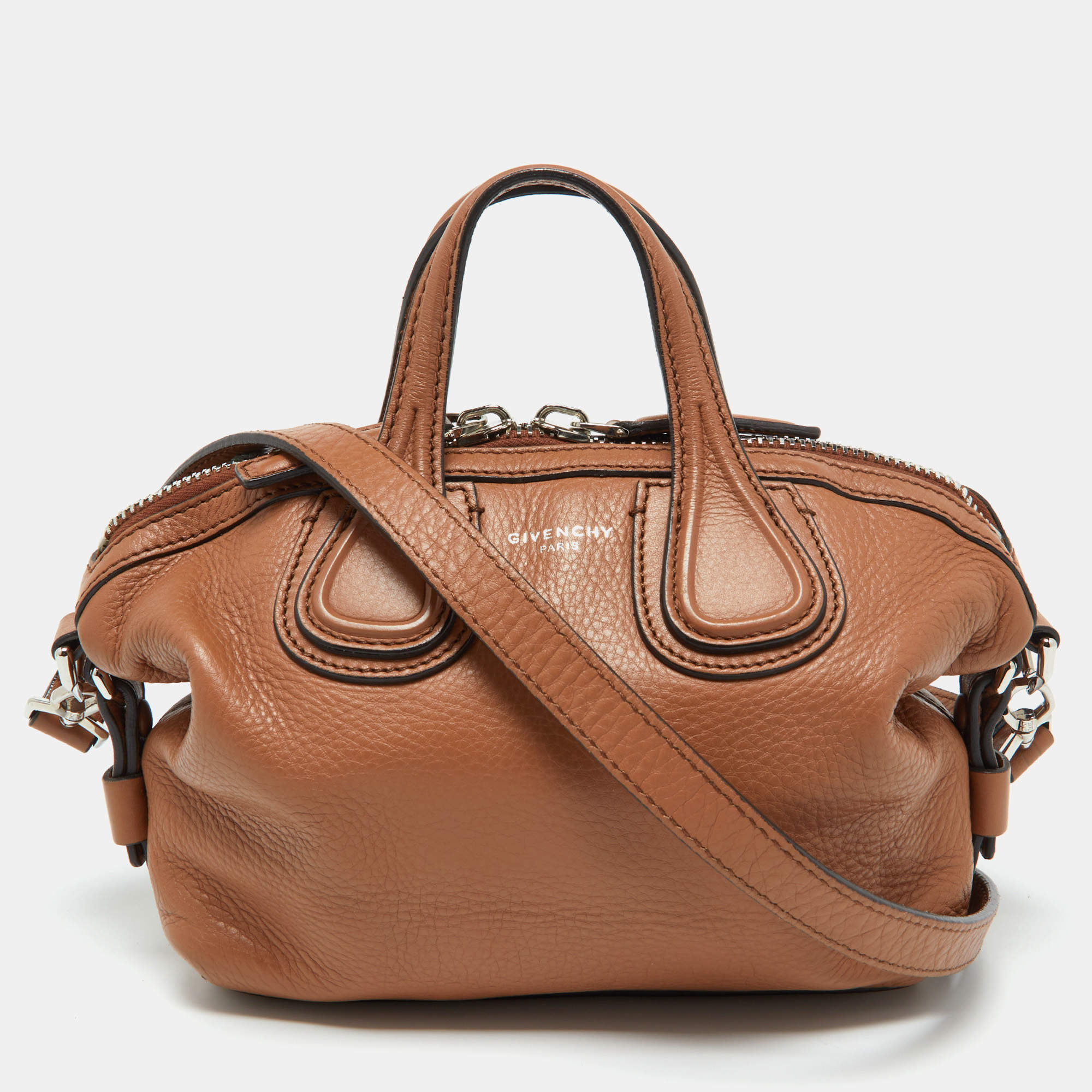 Pre Owned Givenchy Brown Leather Mini Nightingale Satchel
