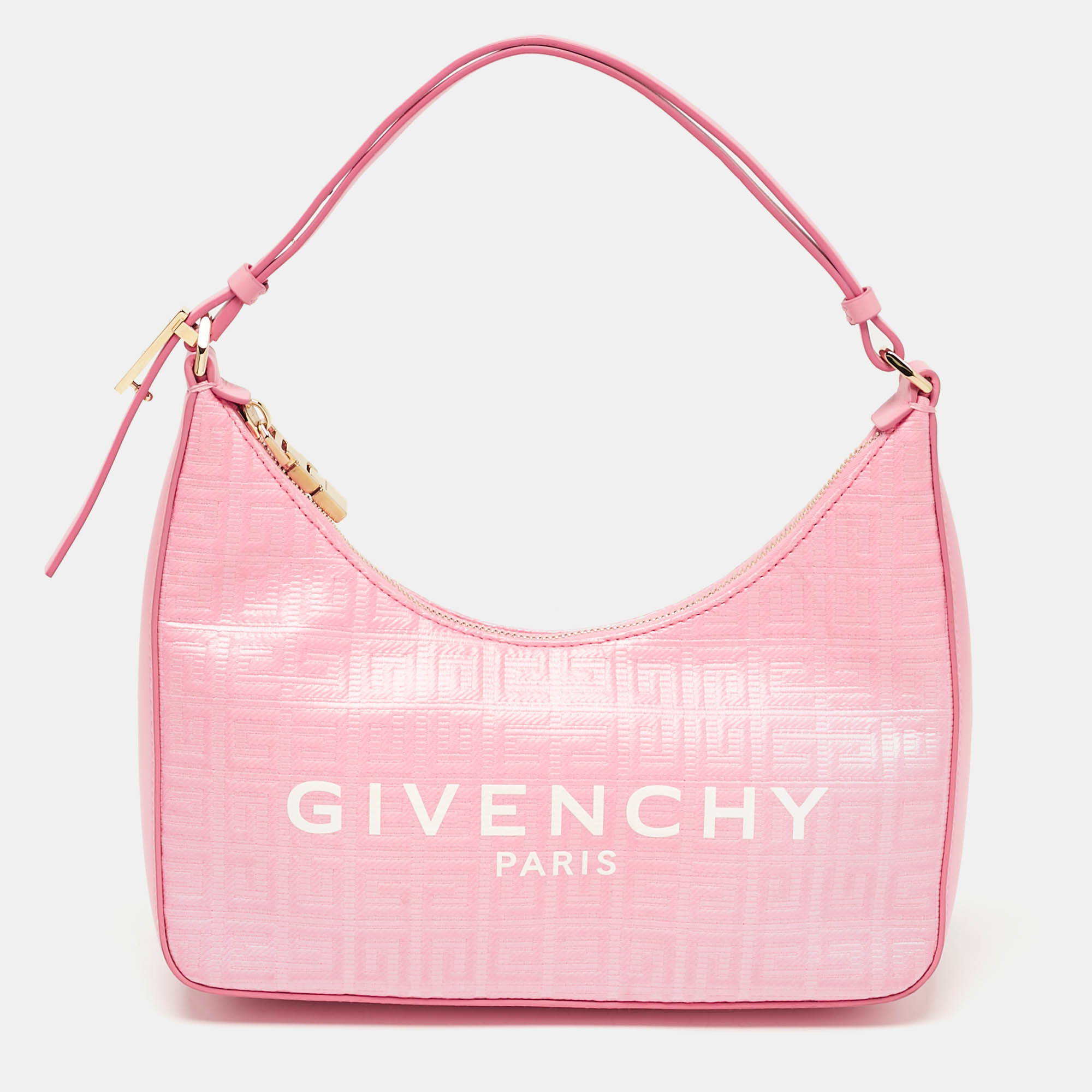 مملوكة مسبقًا Givenchy Pink Monogram Coated Canvas and Leather Small Moon Cut Shoulder Bag