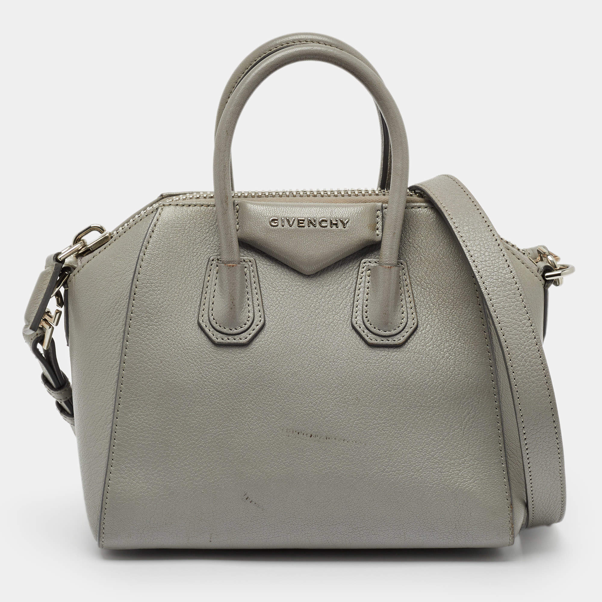 Givenchy Grey Leather Mini Antigona Satchel