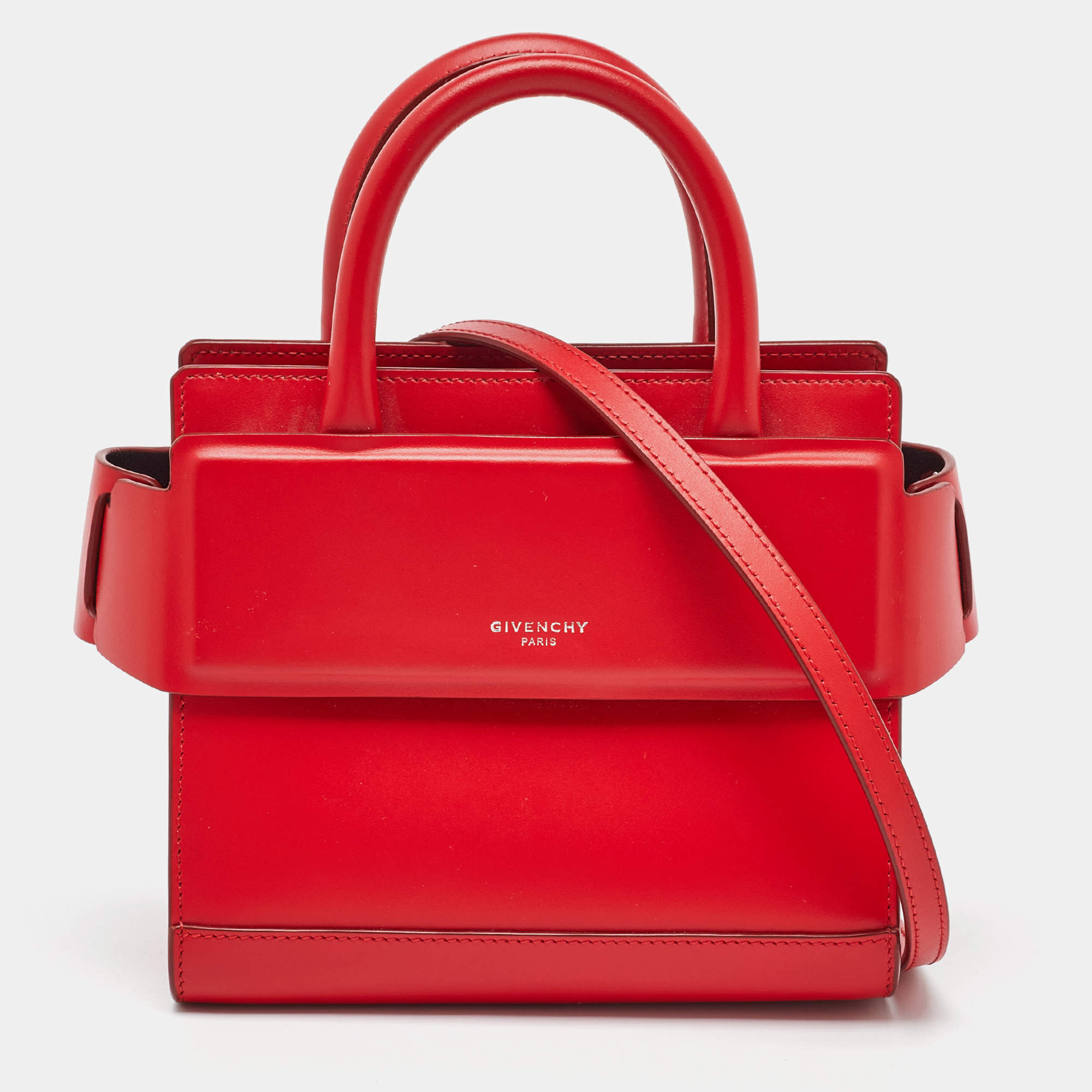 Givenchy Red Leather Nano Horizon Crossbody Bag