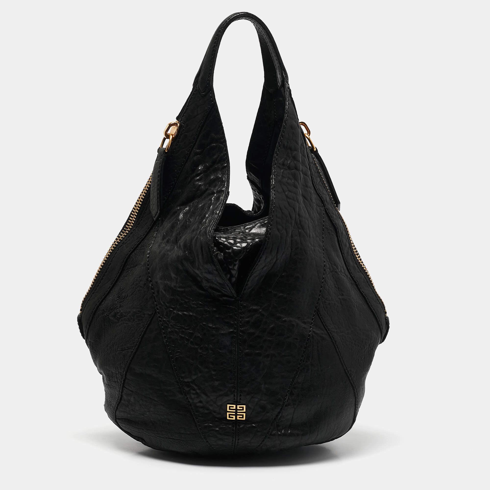 Givenchy Black Textured Leather Small Tinhan Hobo 