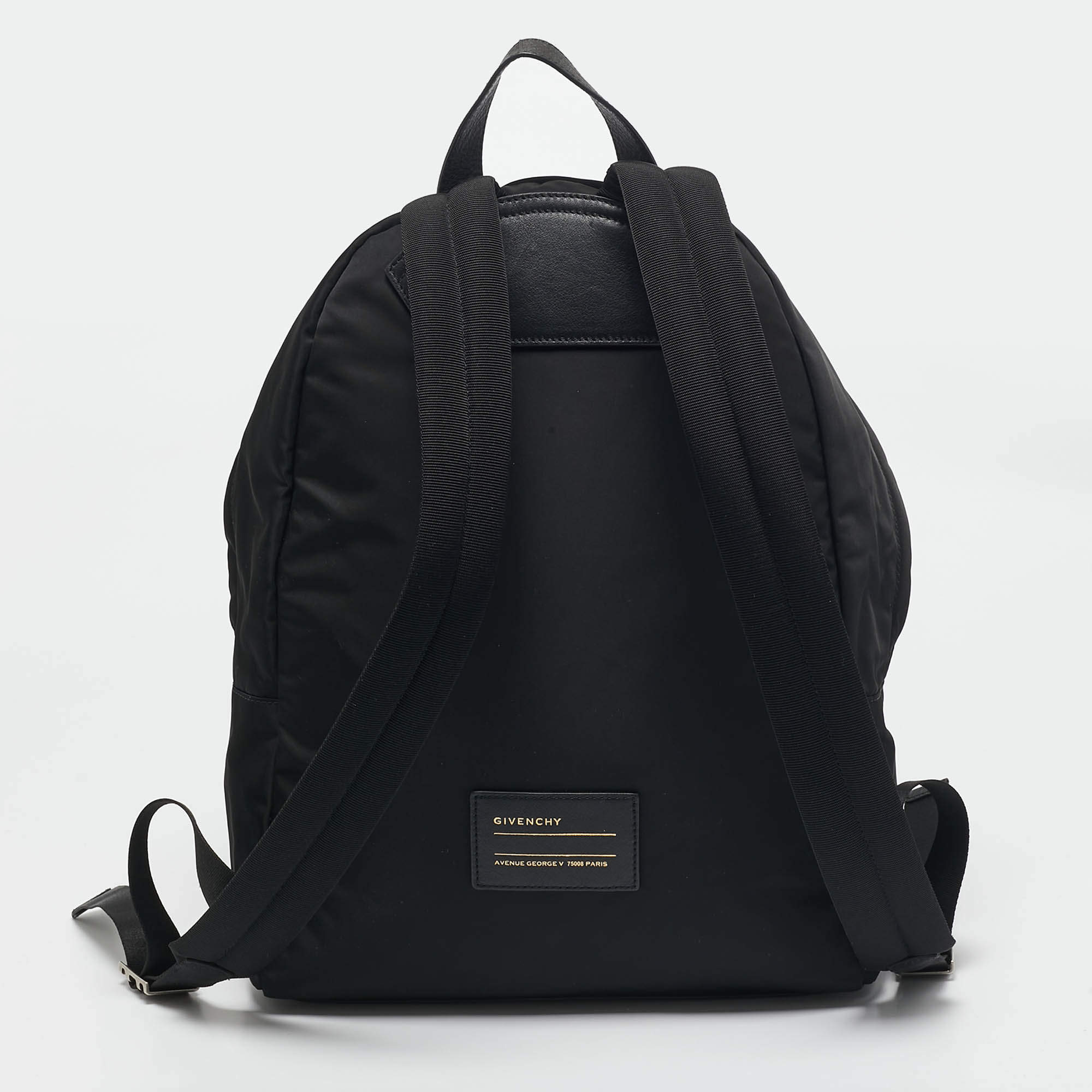 Givenchy Black Leather and Nylon Lion Print Backpack Givenchy