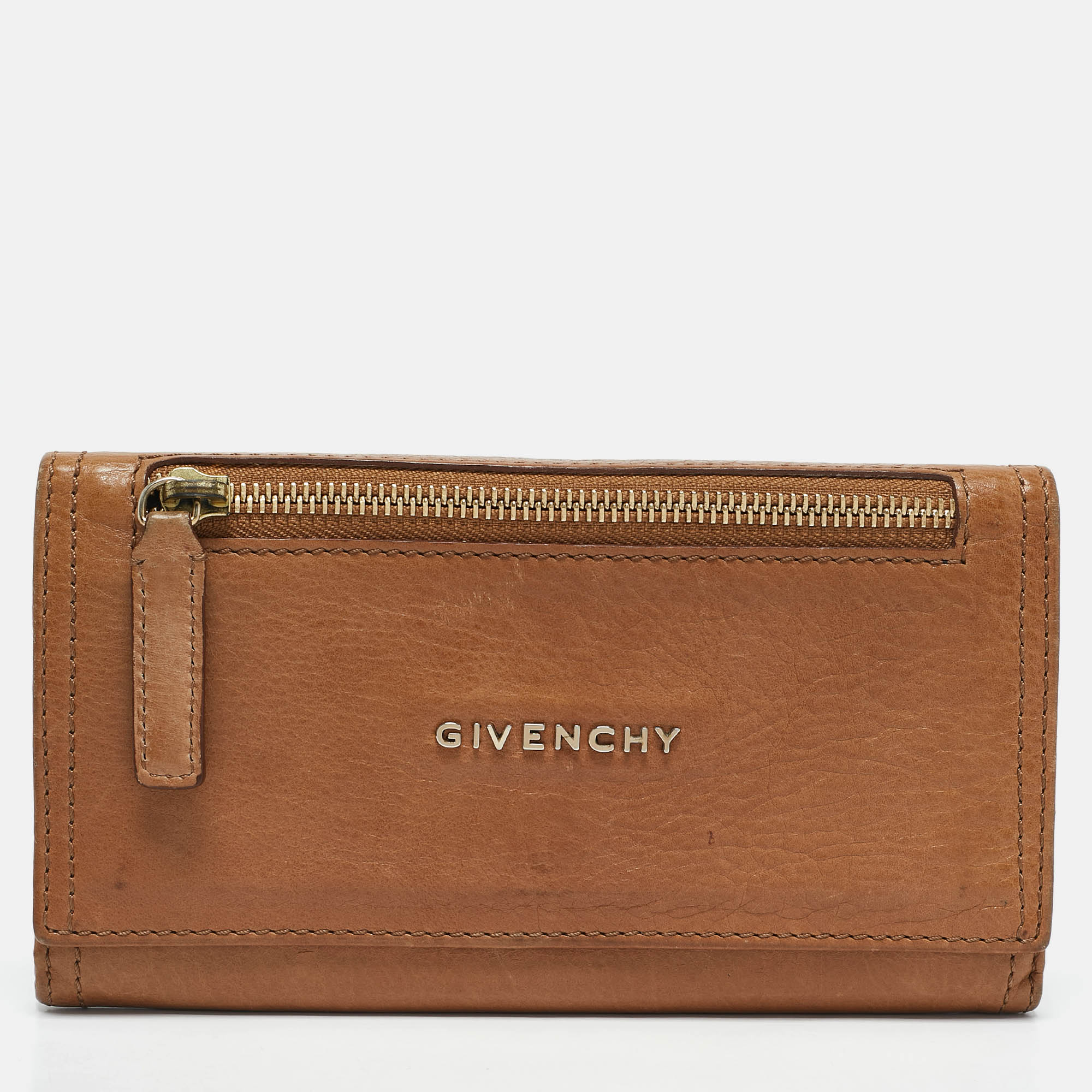 Givenchy Brown Leather Flap Continental Wallet
