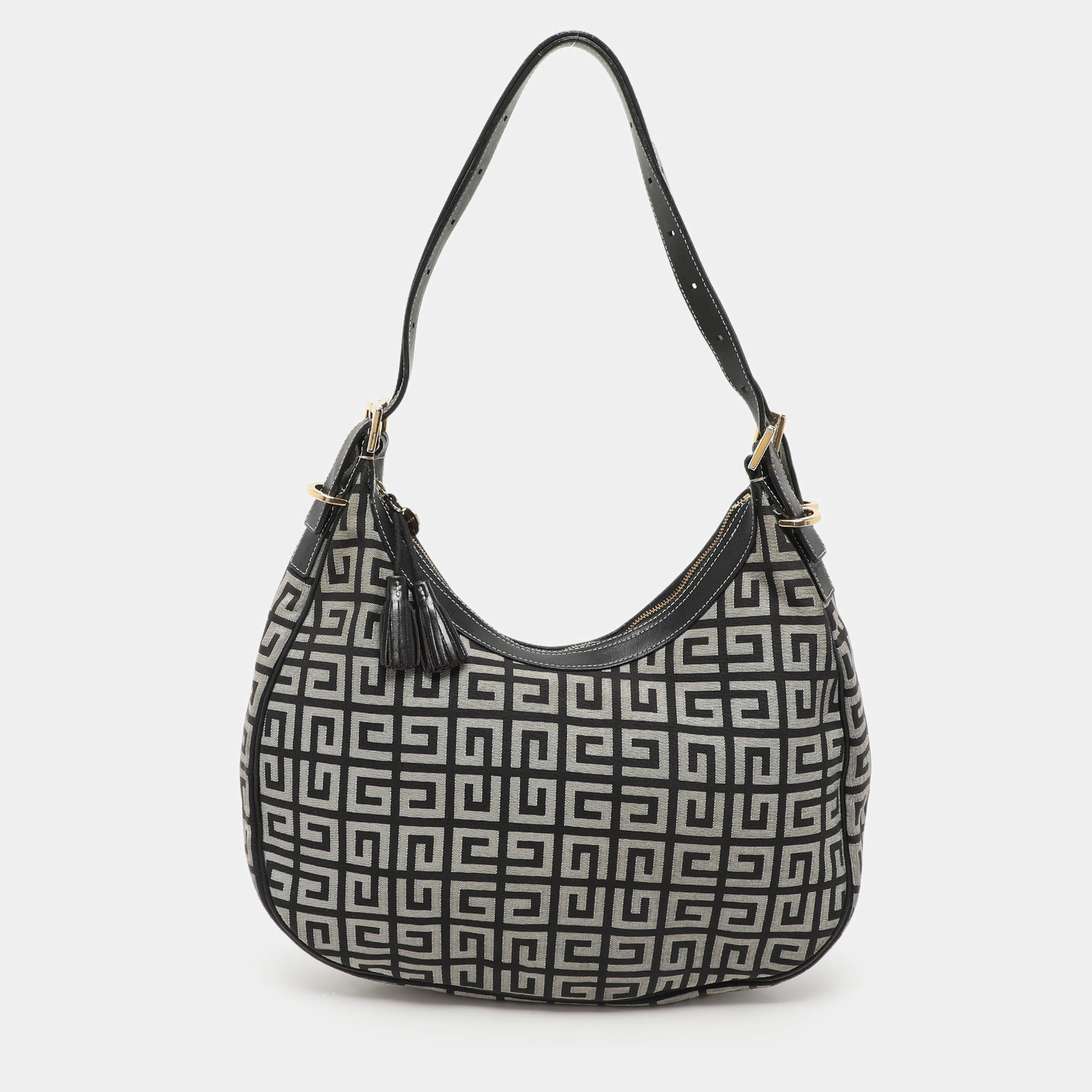 Givenchy Grey/Black Monogram Canvas and Leather Hobo