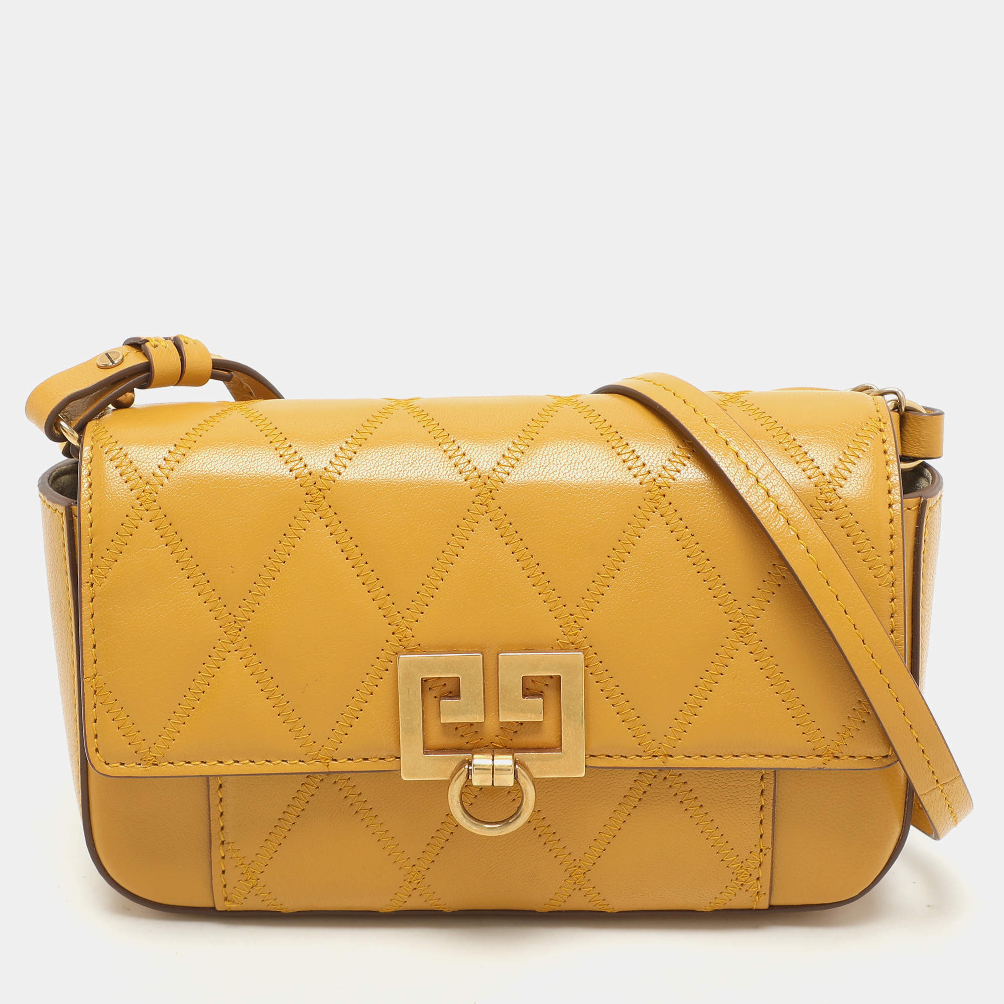 Givenchy Yellow Leather GV3 Crossbody Bag