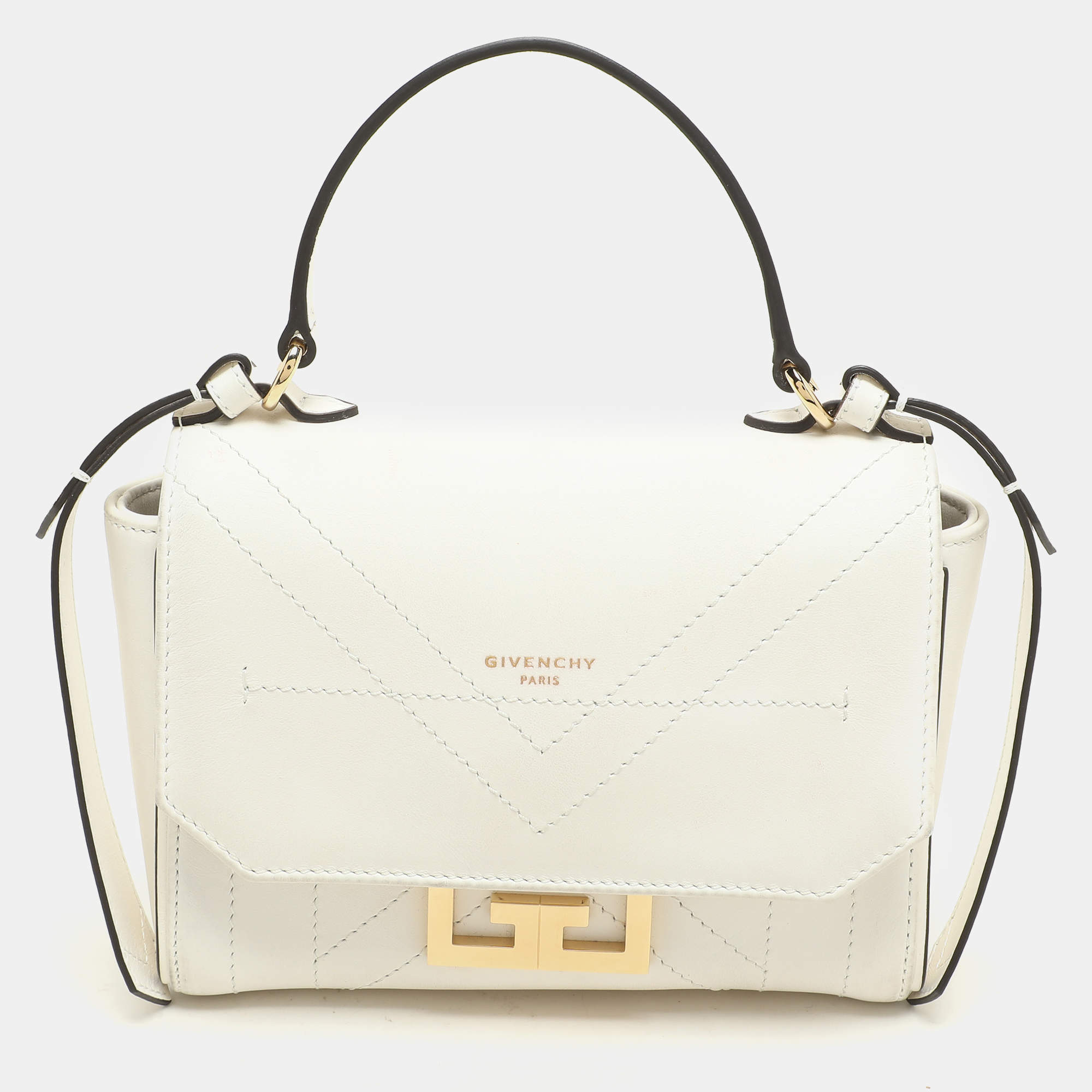 Givenchy White Leather Mini Eden Top Handle Bag