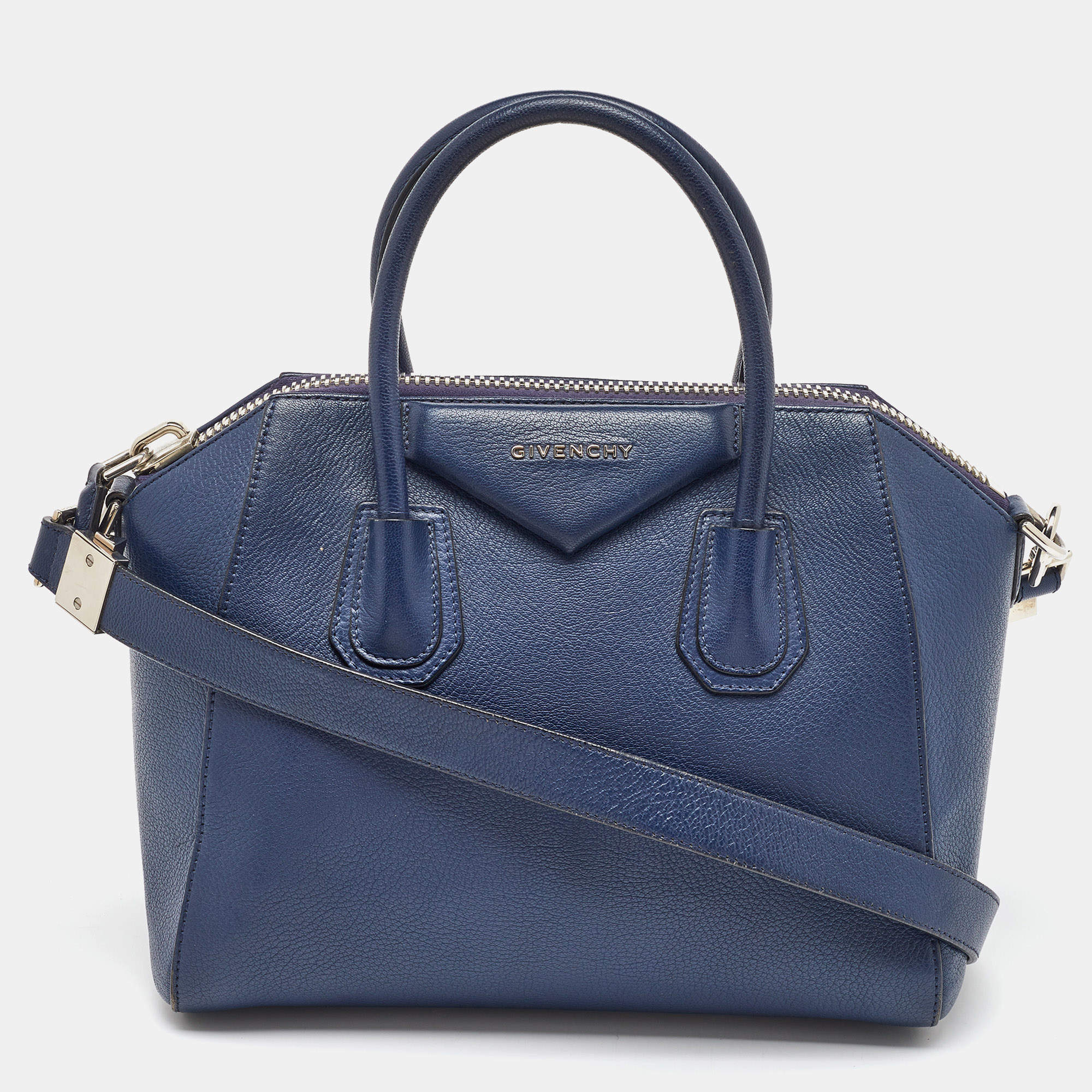 Givenchy Navy Blue Leather Small Antigona Satchel