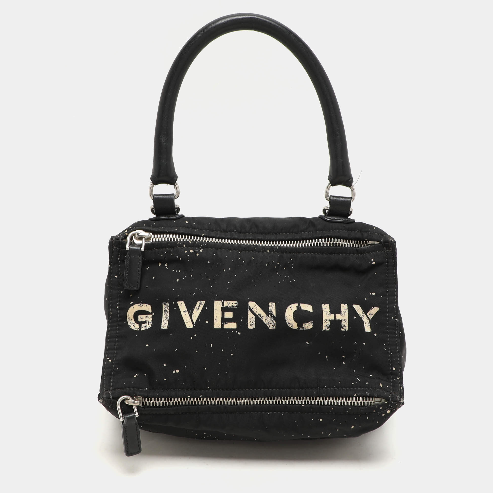Givenchy Black/Cream Nylon and Leather Small Pandora Shoulder Bag