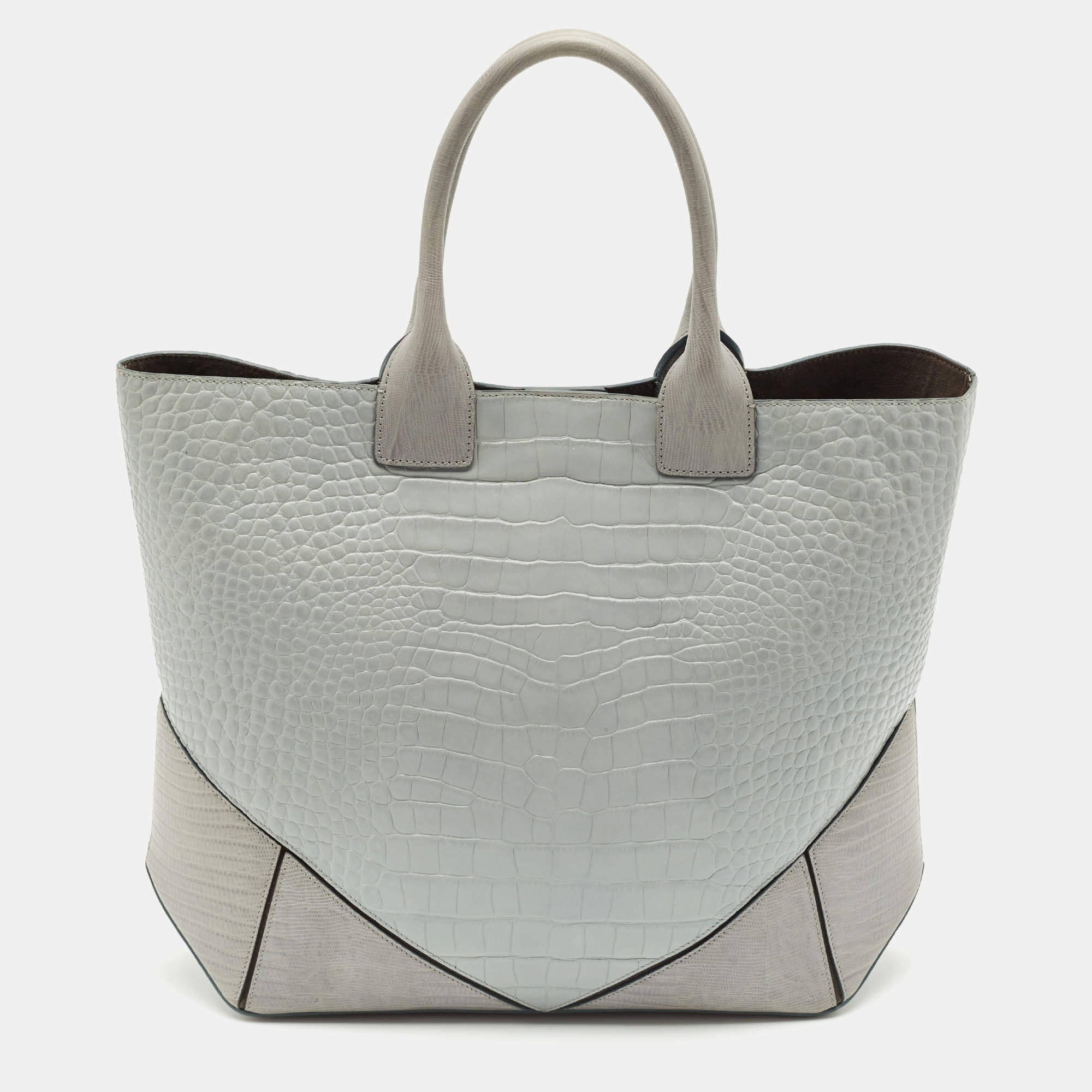 Givenchy Grey Croc and Lizard Embossed Leather Medium Easy Tote