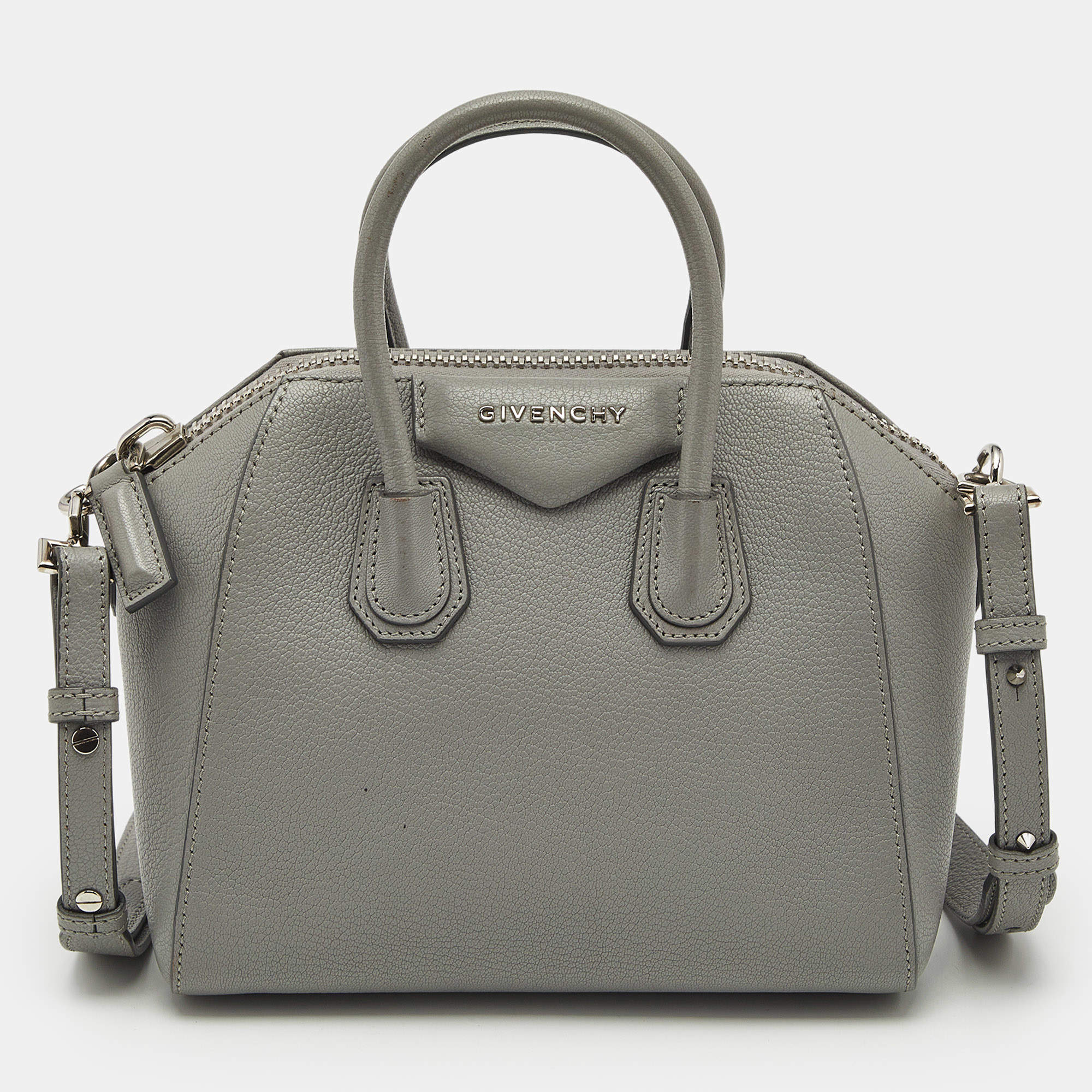 Givenchy Grey Leather Mini Antigona Satchel