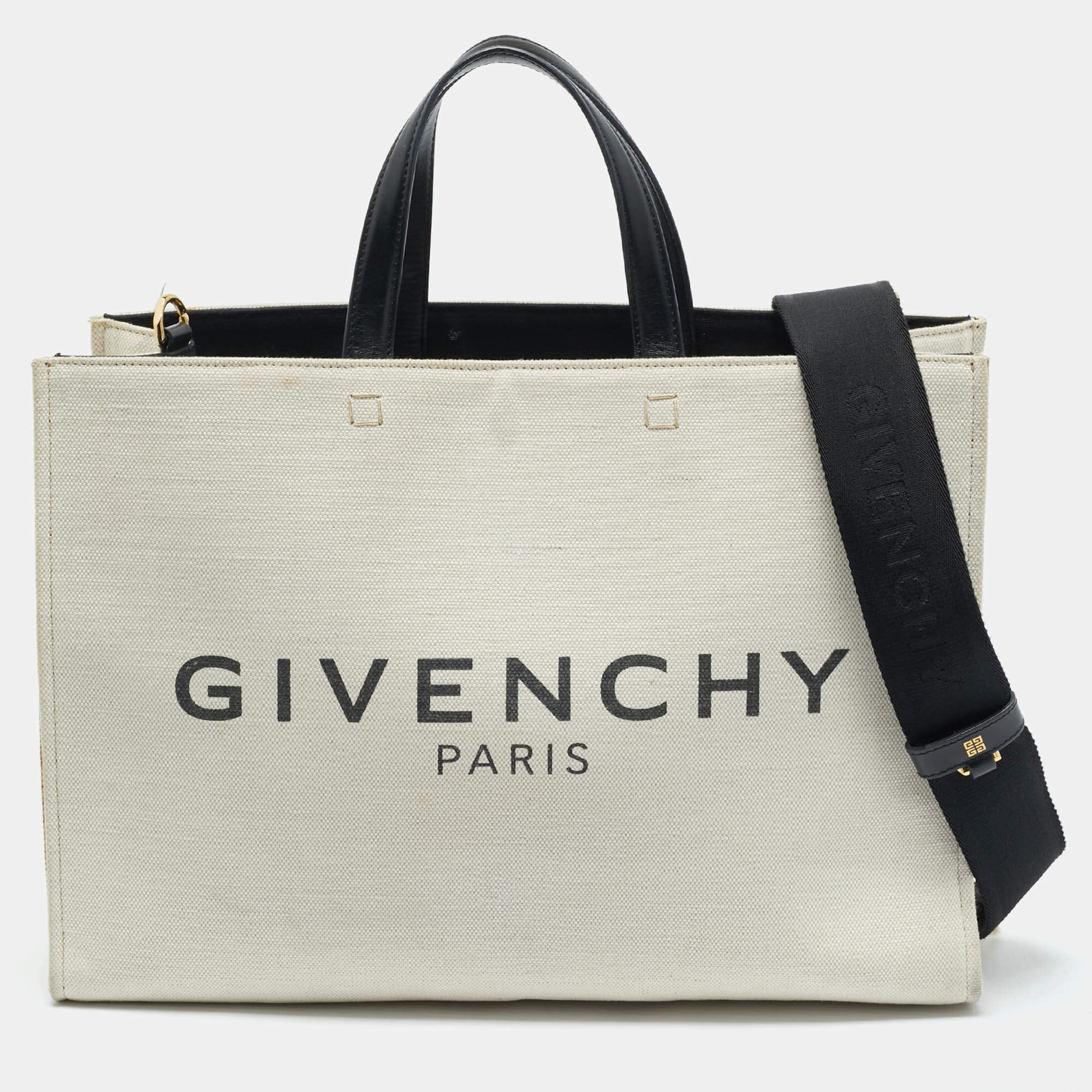 Givenchy Beige/Black Canvas Medium G Tote