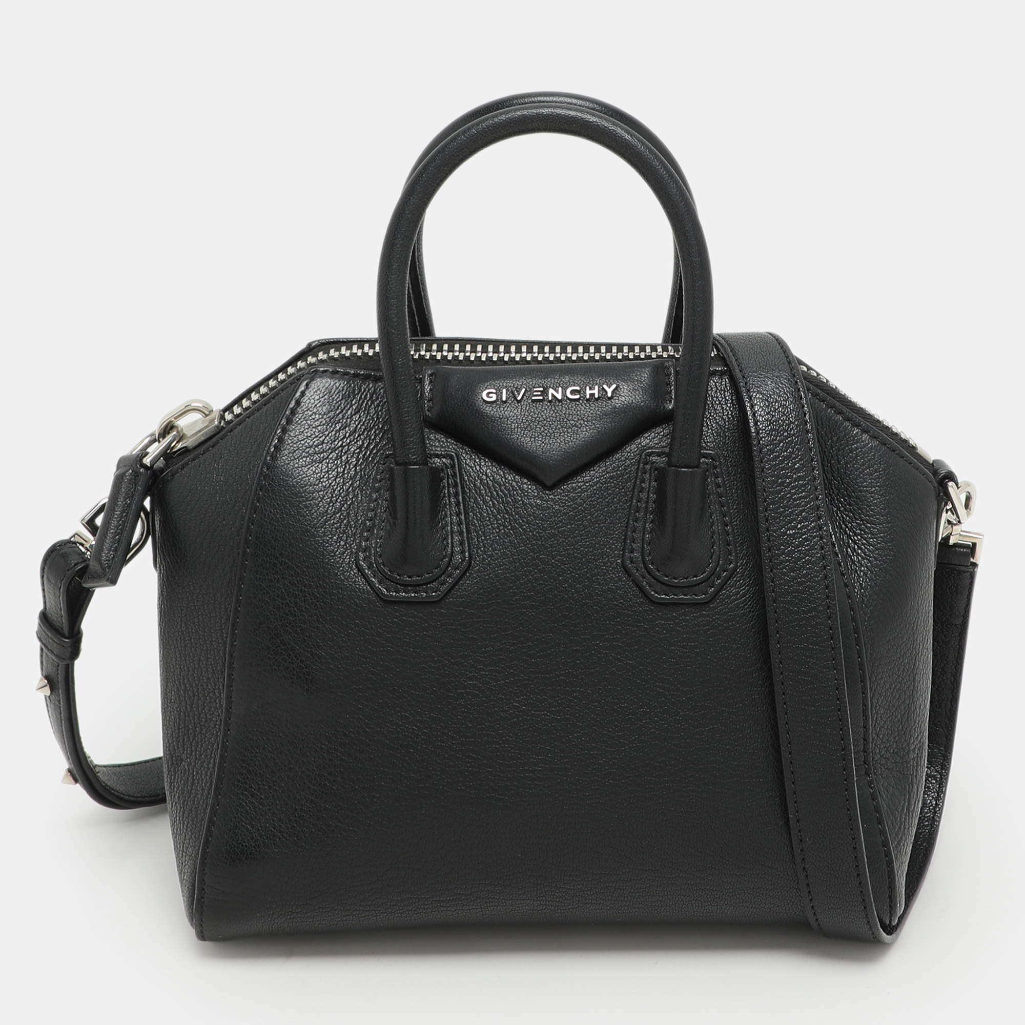 Pre Owned Givenchy Black Leather Mini Antigona Satchel