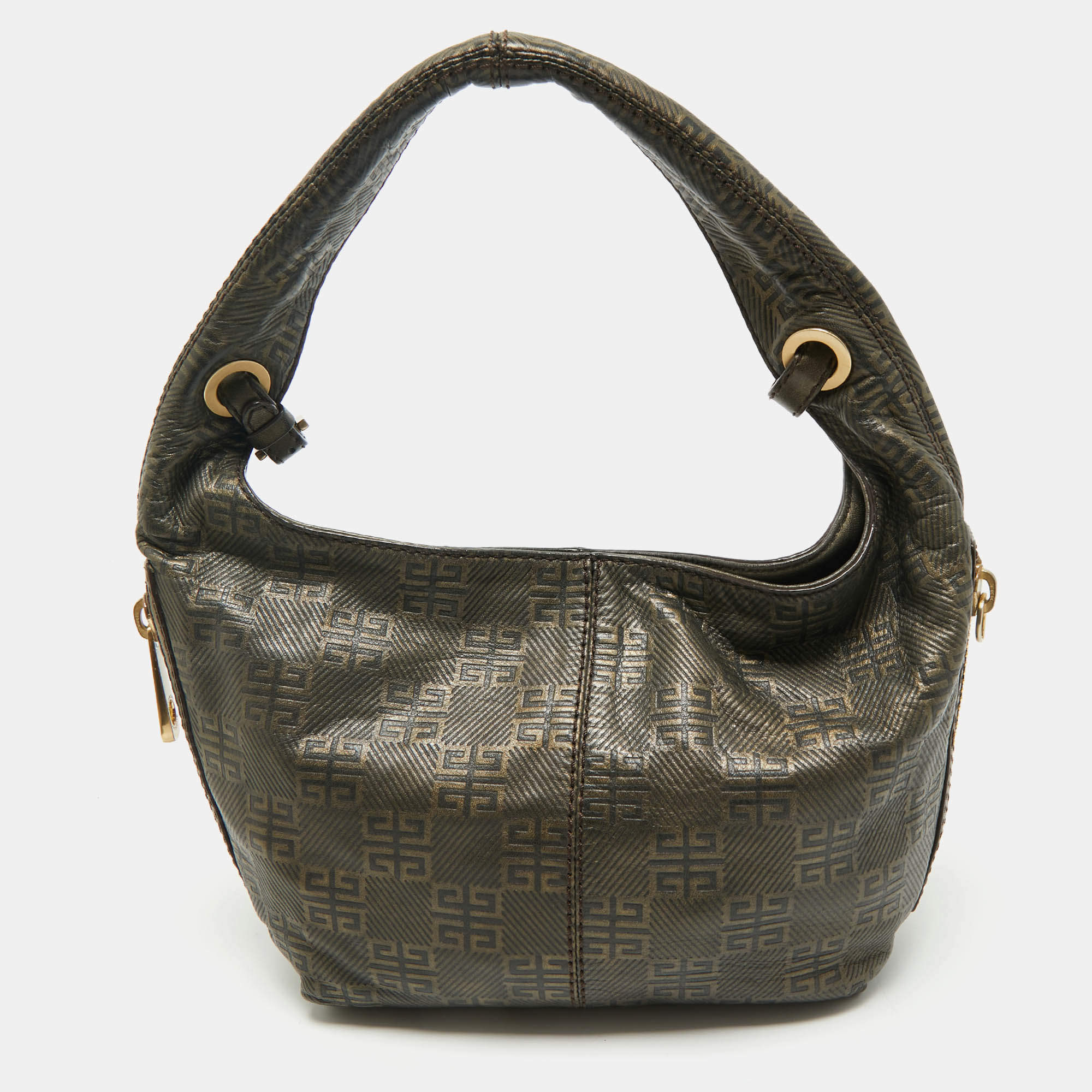 Pre Owned Givenchy Metallic Signature Leather Side Zip Hobo