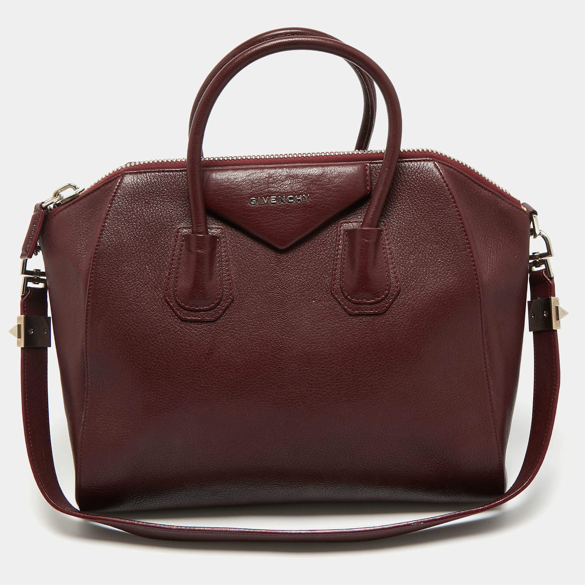 Pre Owned Givenchy Burgundy Leather Medium Antigona Satchel