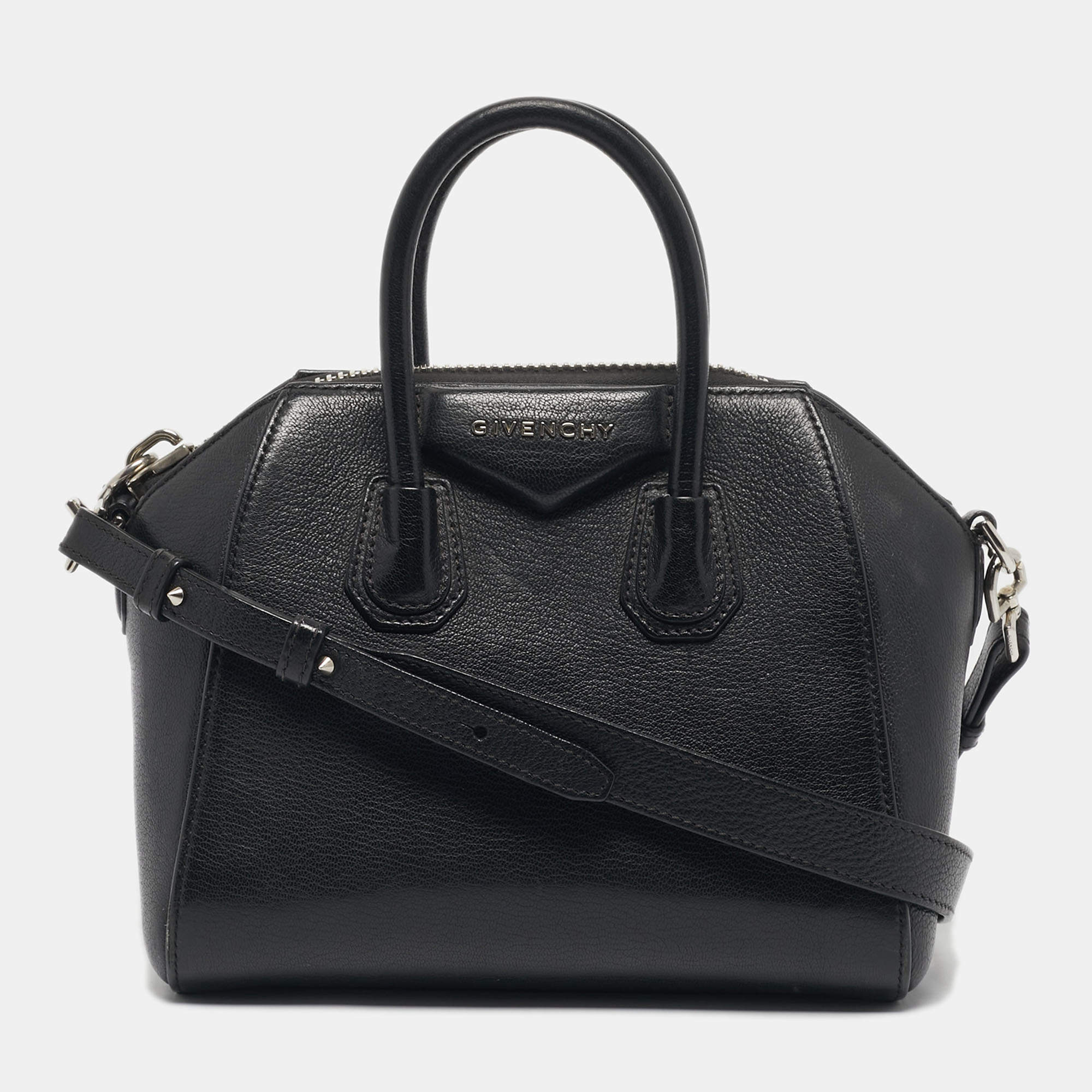 Pre Owned Givenchy Black Leather Mini Antigona Satchel